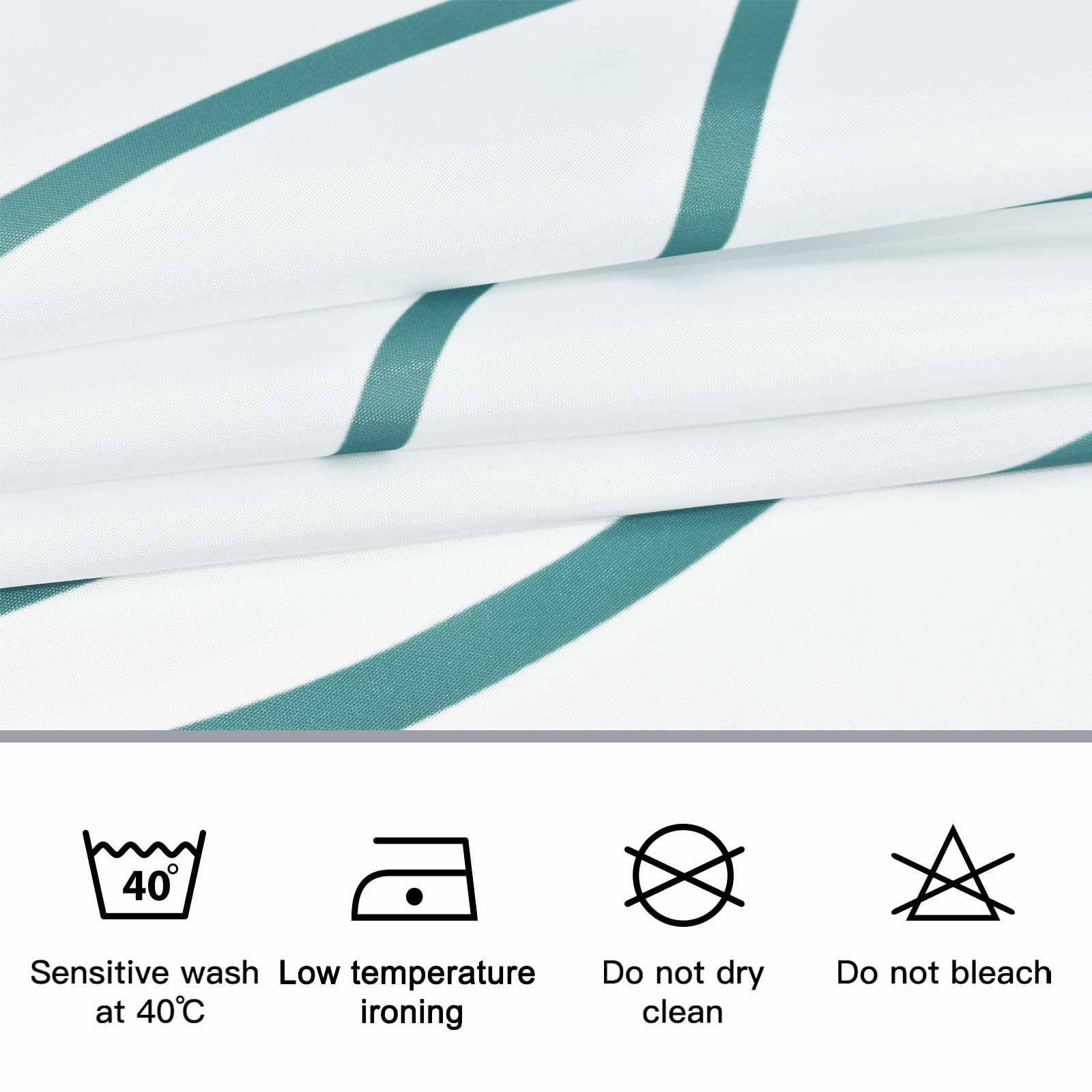 Punkray Seaweed Green Striped Fabric Shower Curtain For Bathroom With 12 Hooks, Shower Curtains For Bathroom, Waterproof Bath Ac