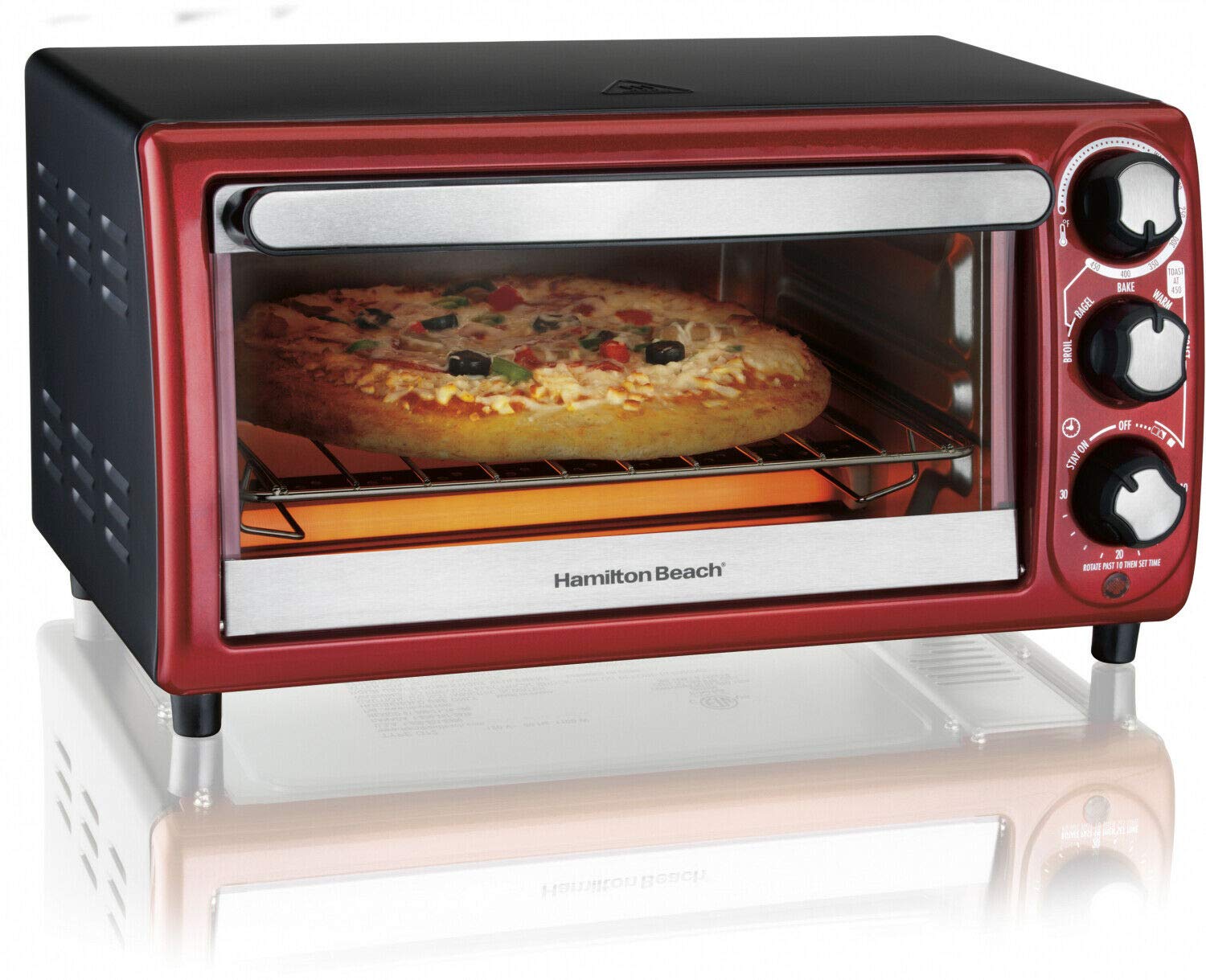 Hamilton Beach 4-Slice Toaster Oven, Red