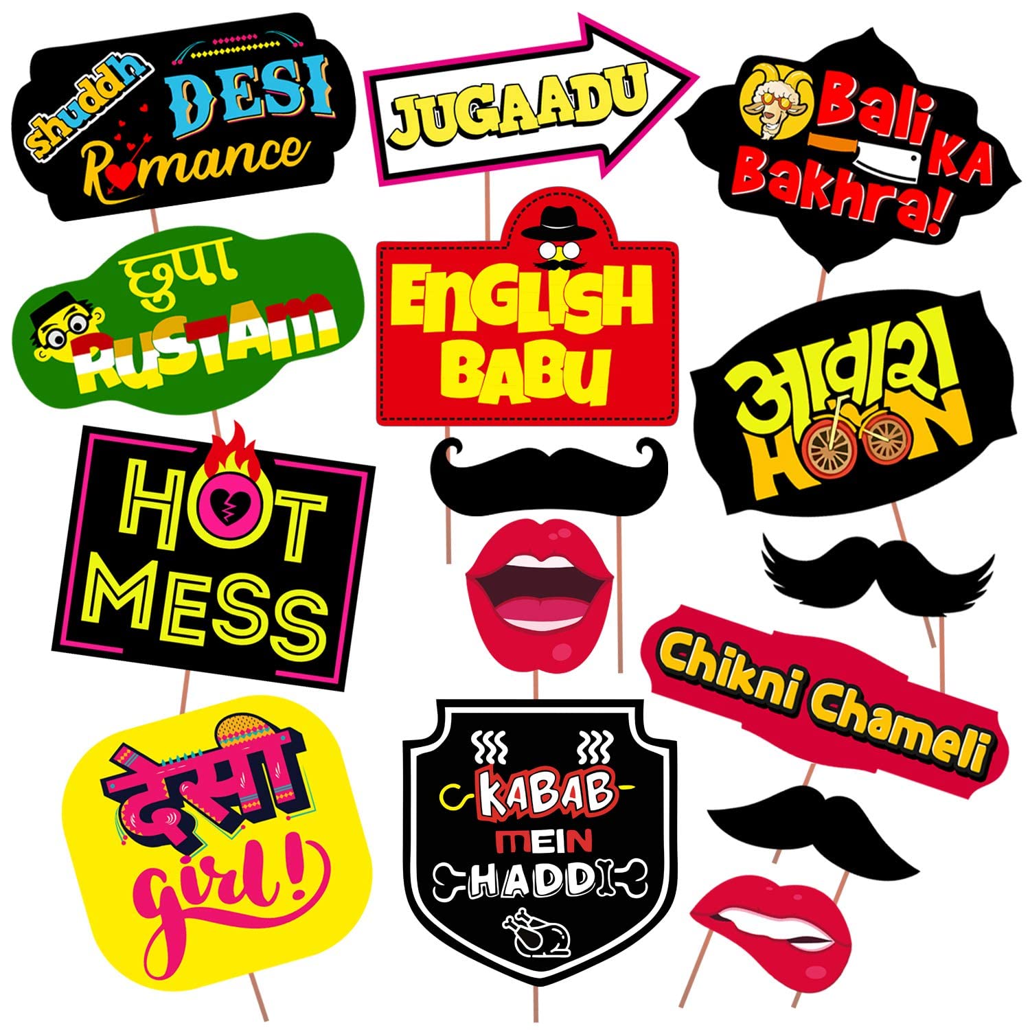 Zyozique Bride to be Kabab Main Haddi Bachelorette Party 15 pcs Photo Booth Props  Fun Wedding Photo Booth Props or for Bridal 