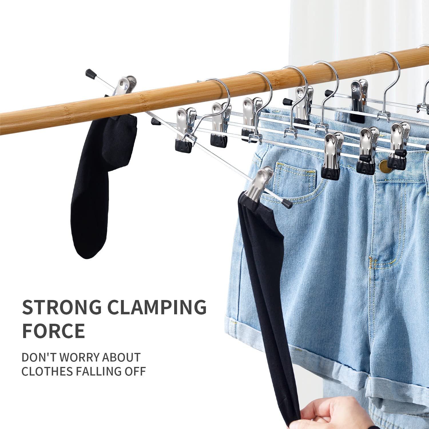 Cimlord 30 Pack Pants Hangers With Clips Skirt Hangers For Women Shorts Hangers Heavy Duty Metal Clothes Hanger For Closet Space