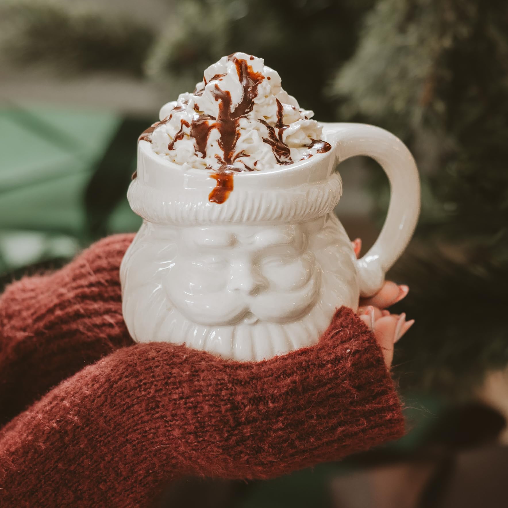 Sweet Water Decor Santa Face Mugs - 19oz Santa Hot and Cold Holiday Drinkware Gift - Ceramic Christmas Decoration Mug