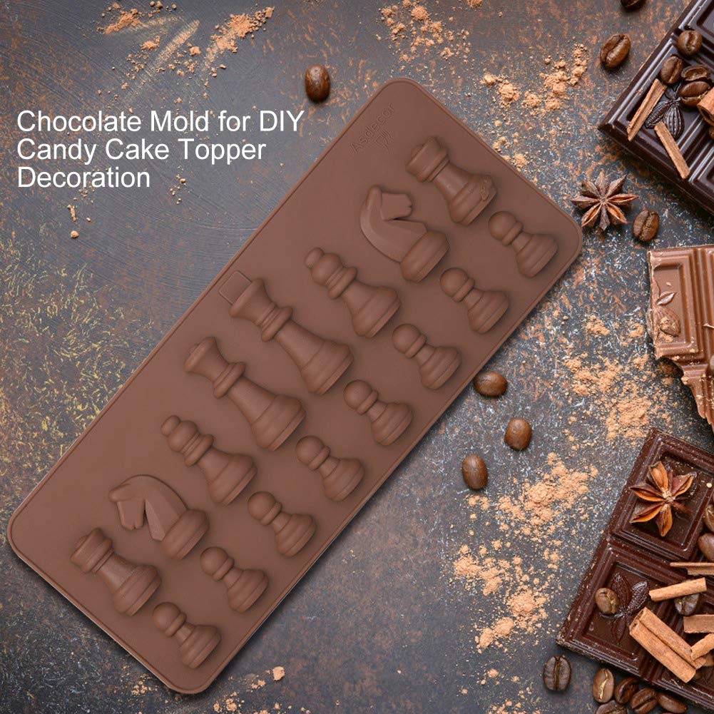 Silicone Chocolate ,Jadpes Diy Reusable Candy Cake Topper Decoration Break Chess Apart Trays Candies Making Supplies For Chocola