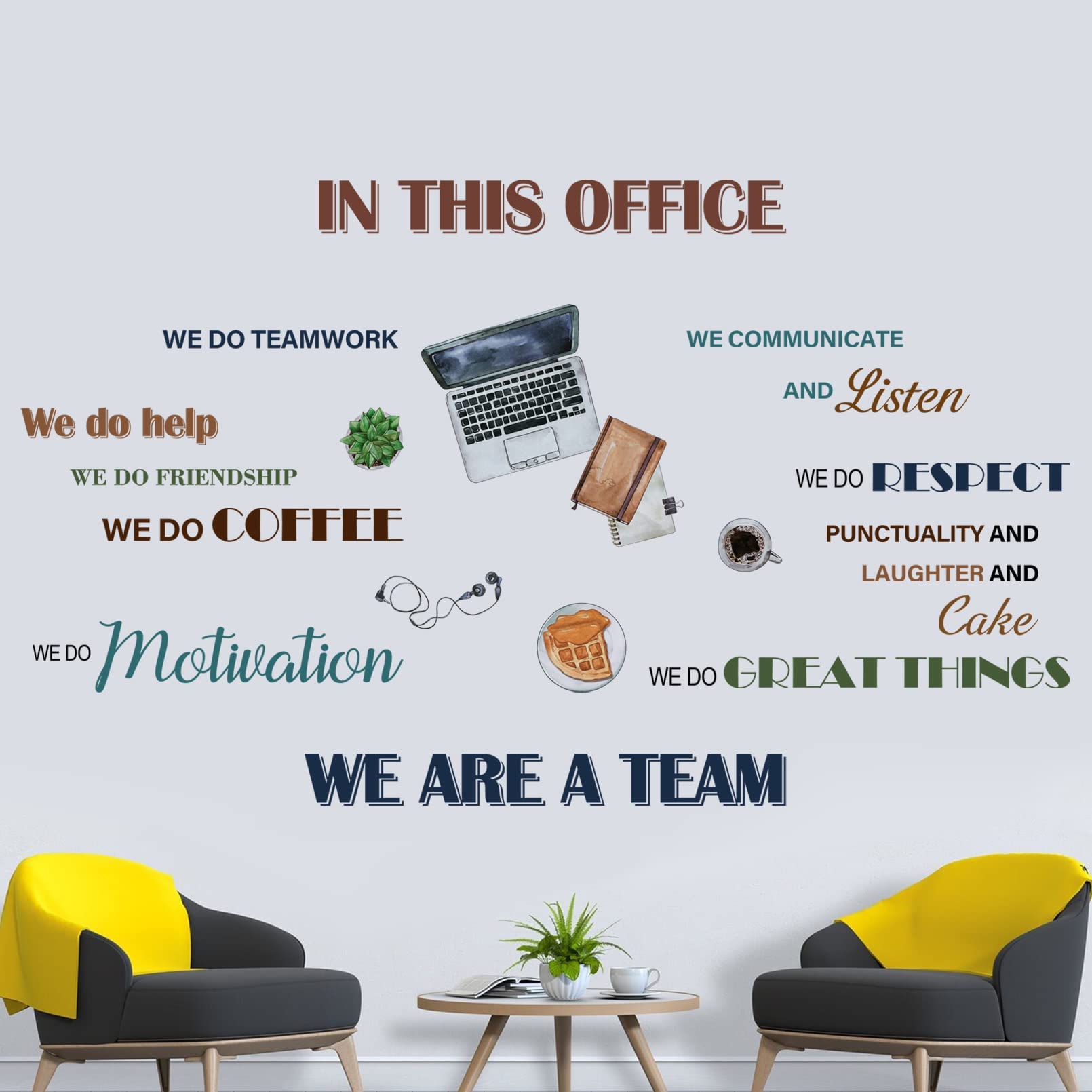 Mfault Office Inspirational Quotes Positive Sayings Peel Stick Wall Decals Stickers, Colorful Motivational Lettering Teamwork De