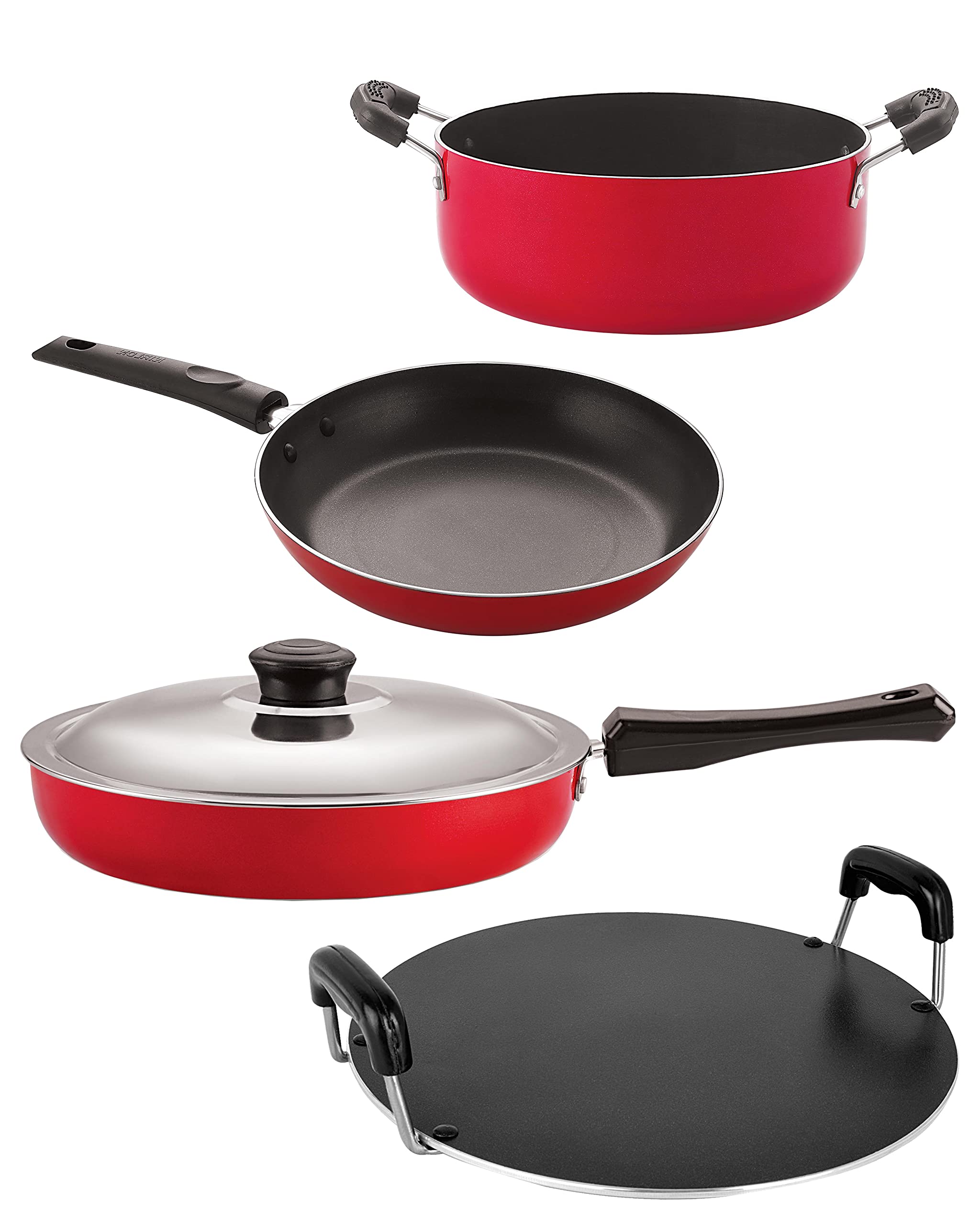 Nirlon Kitchen Non Stick Cookware Combo Set Of 4 Pieces (Fp12_Tp22_Rt_Cs24)