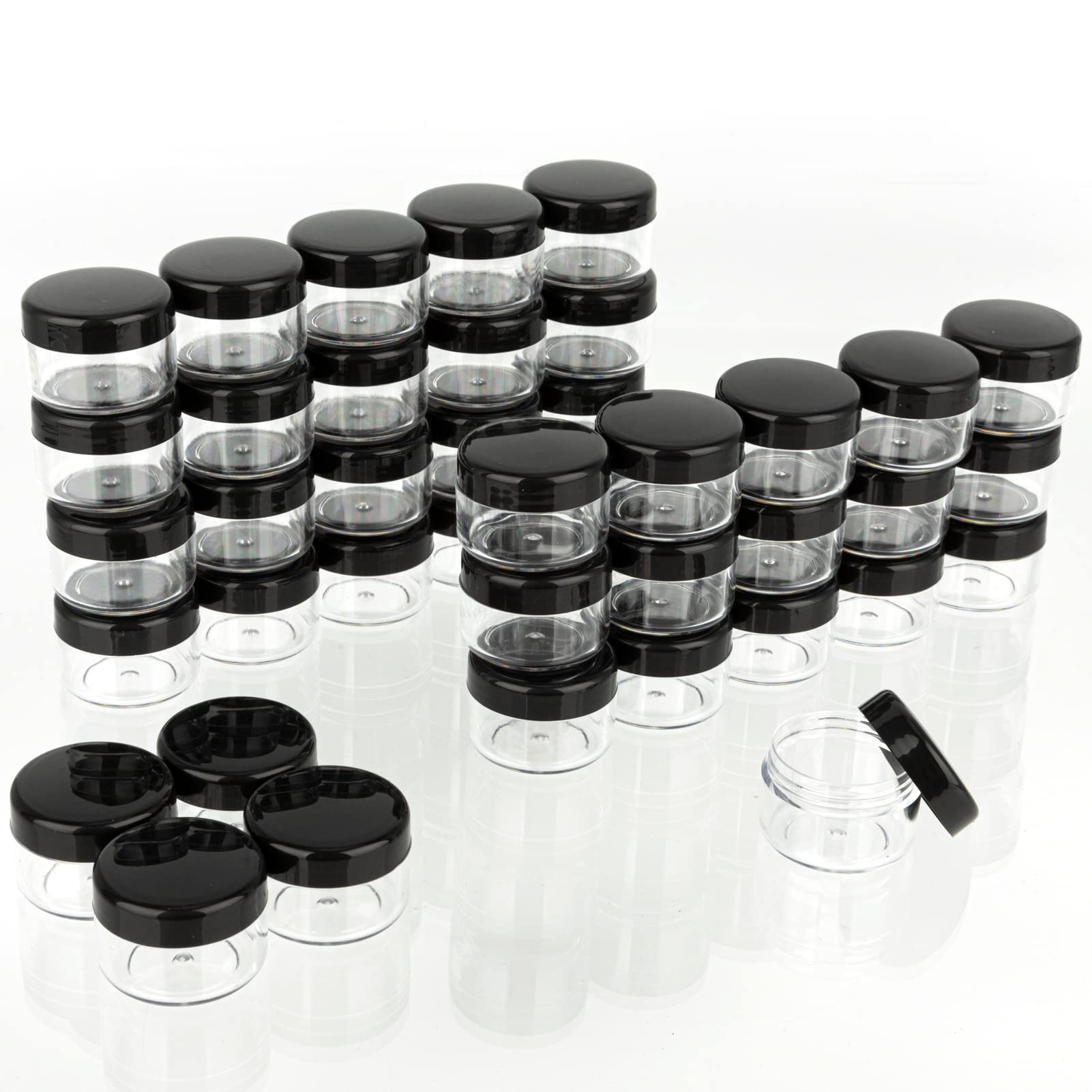 ZEJIA 5 Gram Cosmetic Containers 50pcs Sample Jars Tiny Makeup Sample Containers with lids (Black)