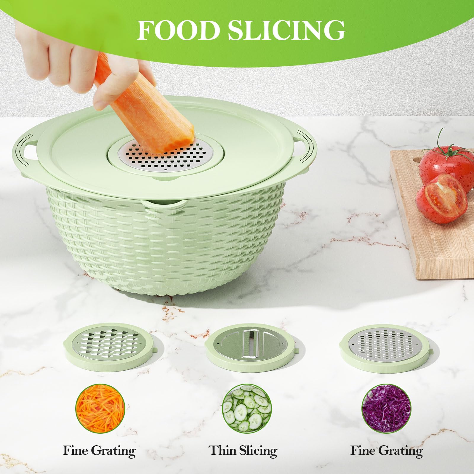4-1 Colander With Bowl Set - Strainers For Kitchen, Food Strainers And Colanders, Pasta Strainer, Rice Strainer, Fruit Cleaner,