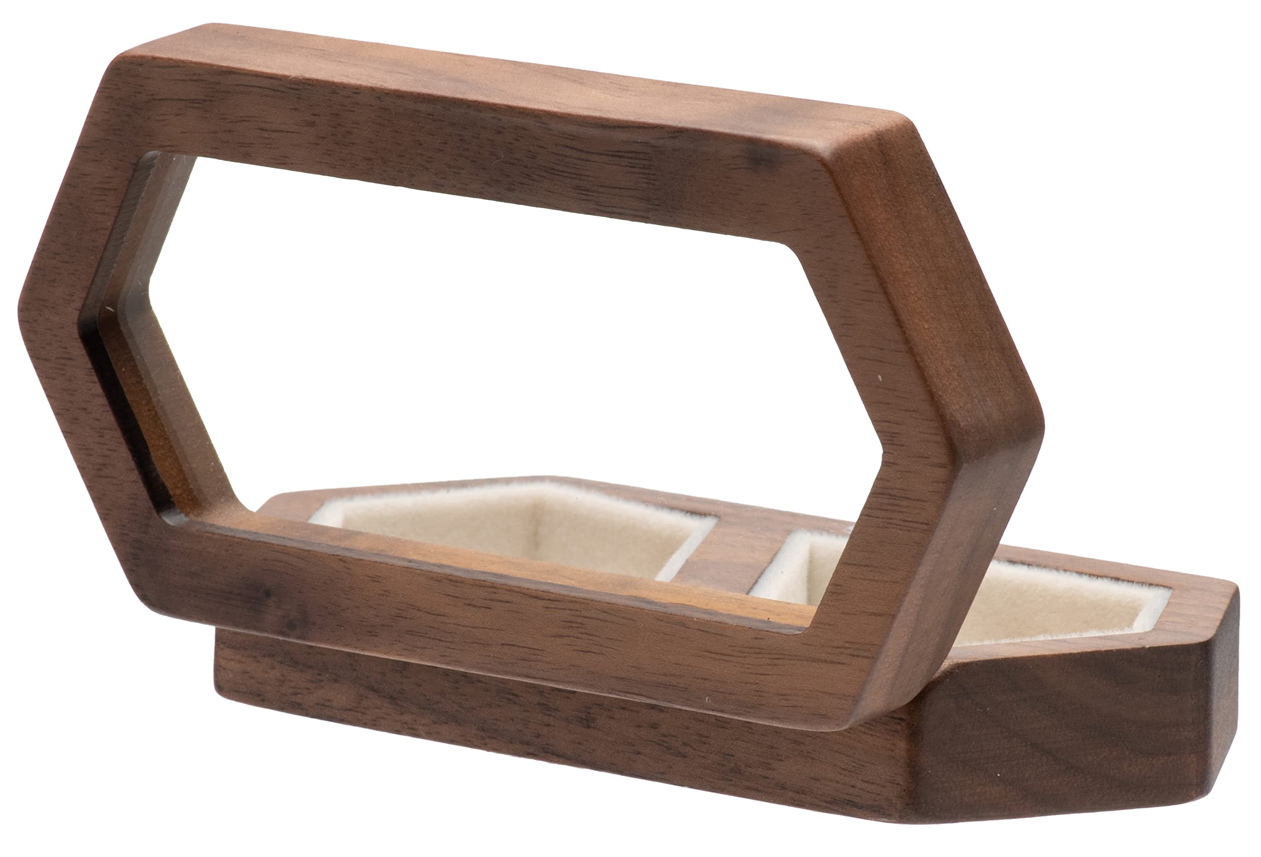 Cosiso Engagement Wooden Ring Box For 2 Rings, Portable Wedding Ring Box For Wedding Ceremony Proposal