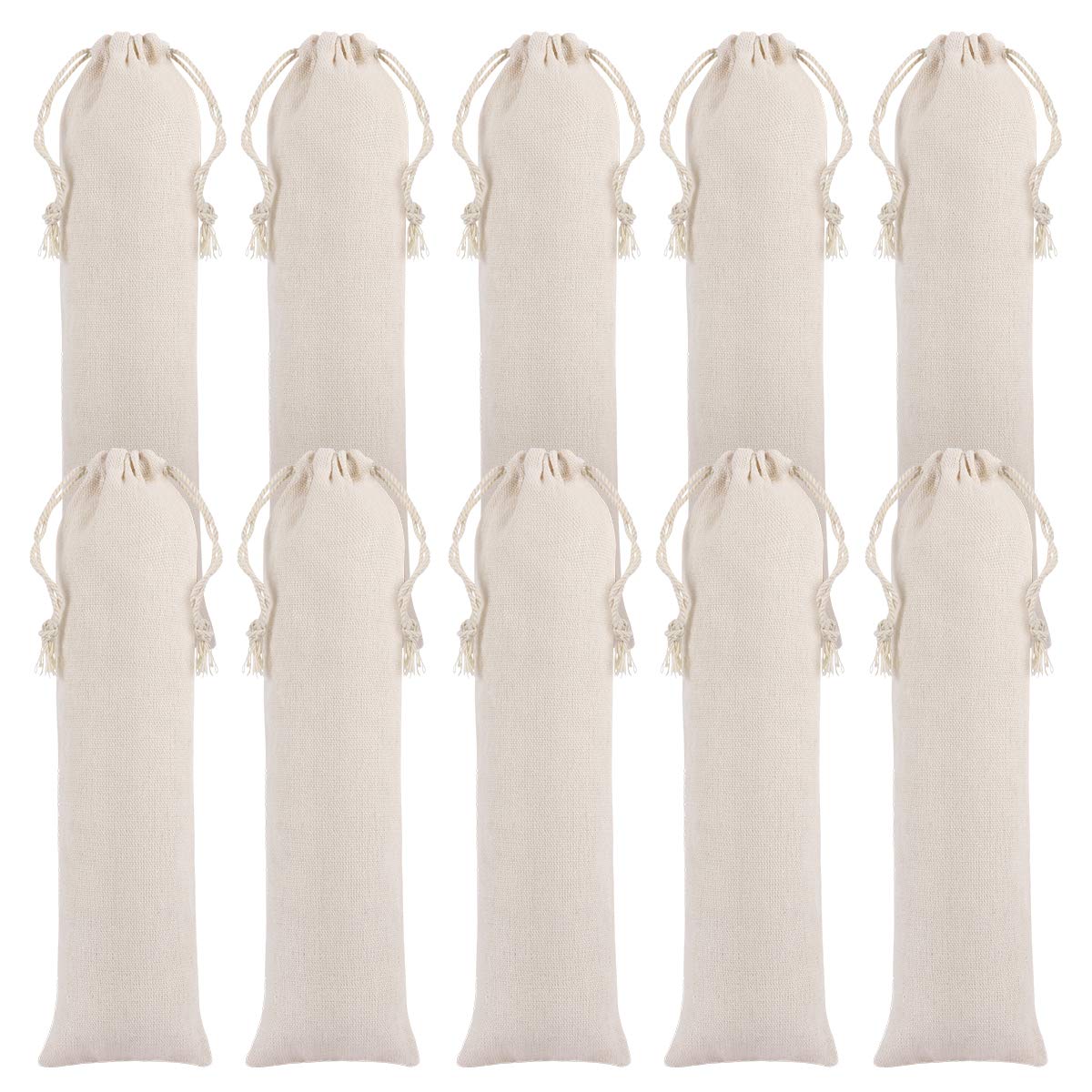 Bestonzon 10 Pcs Cotton And Linen Pouch Bag Straw Carrying Case For Stainless Steel Drinking Straws Cutlery Fork Spoon Storage