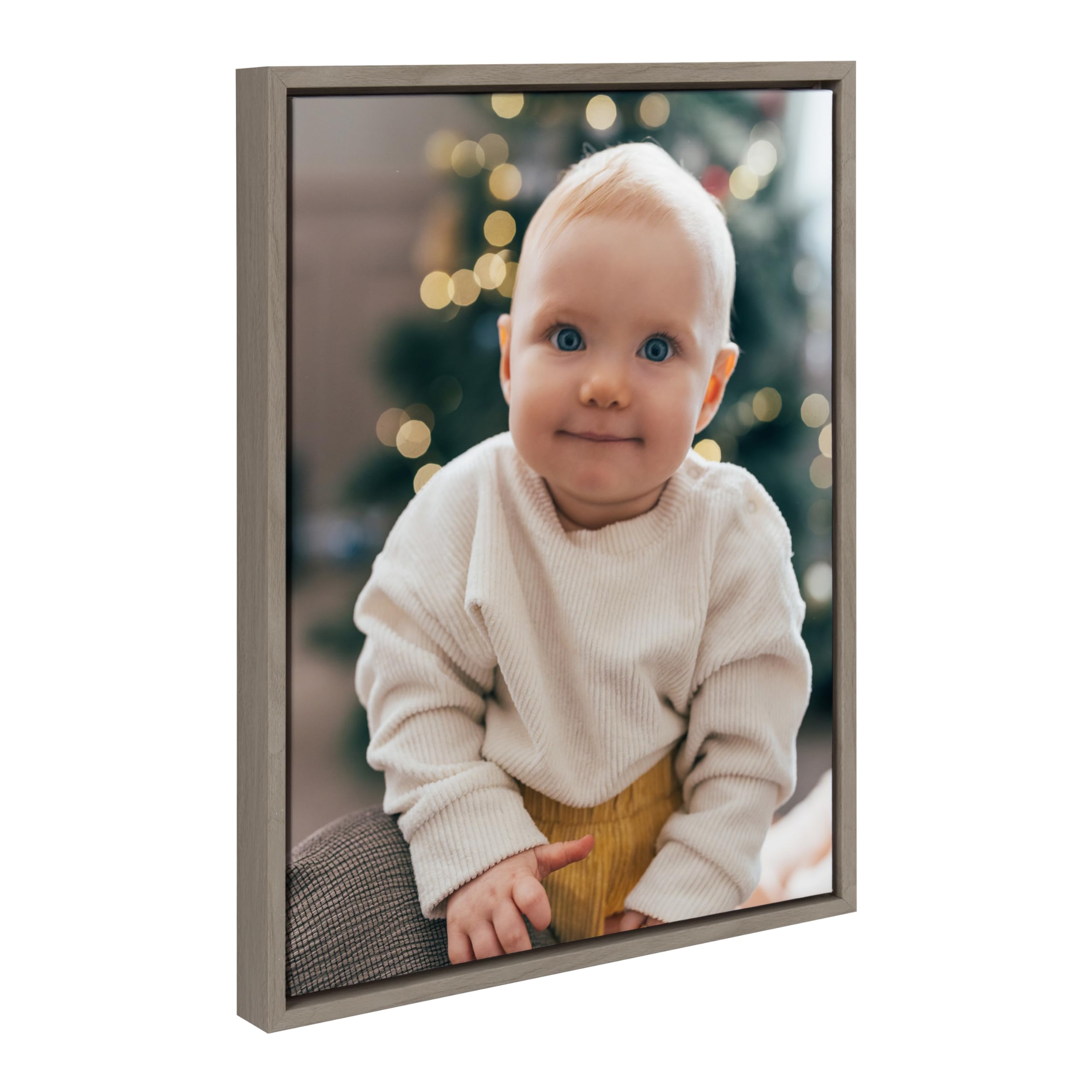 Kate And Laurel Sylvie Custom Printed Framed Canvas Wall Art, 18X24 Gray, Personal Canvas Print With Your Photos For Bedroom Or