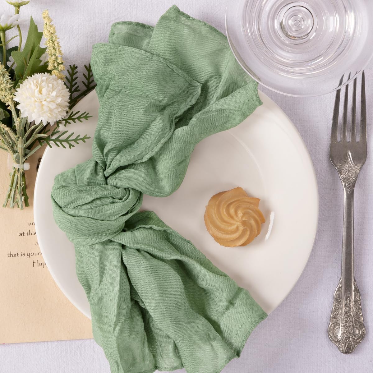 Mlmc St. Patrick'S Day Cheese Cloth Napkins Set Of 10 Sage Green Napkins Gauze Cheesecloth Napkins 21''X21'' Rustic Reusable Nap