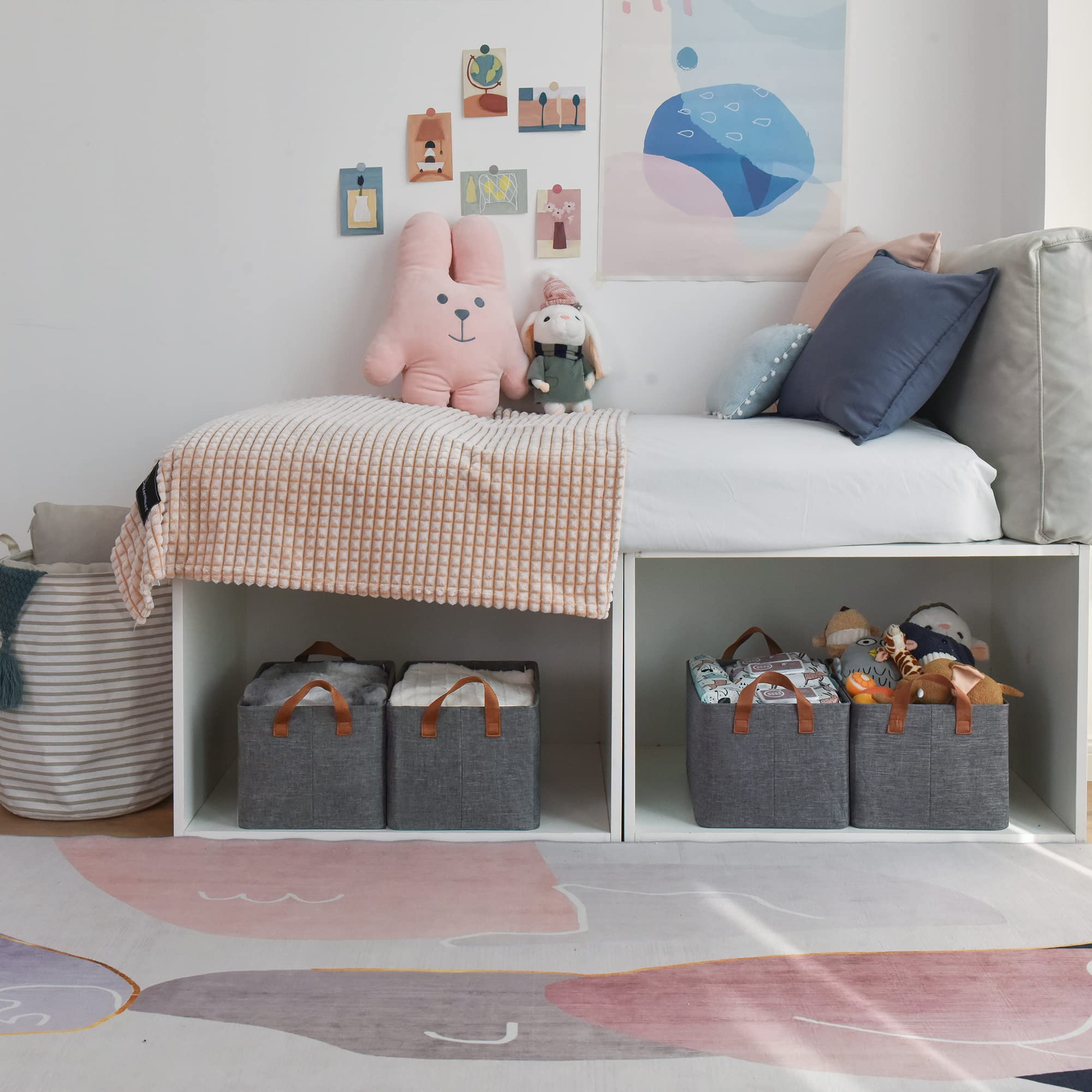 GRANNY SAYS Closet Storage Bins  Baskets for Closet Organization  Storage Containers for Closet  Fabric Cloth Bins for Storage  Dark Gray Storage Baskets for Shelves for Nursery Wardrobe  Large  2-Pack