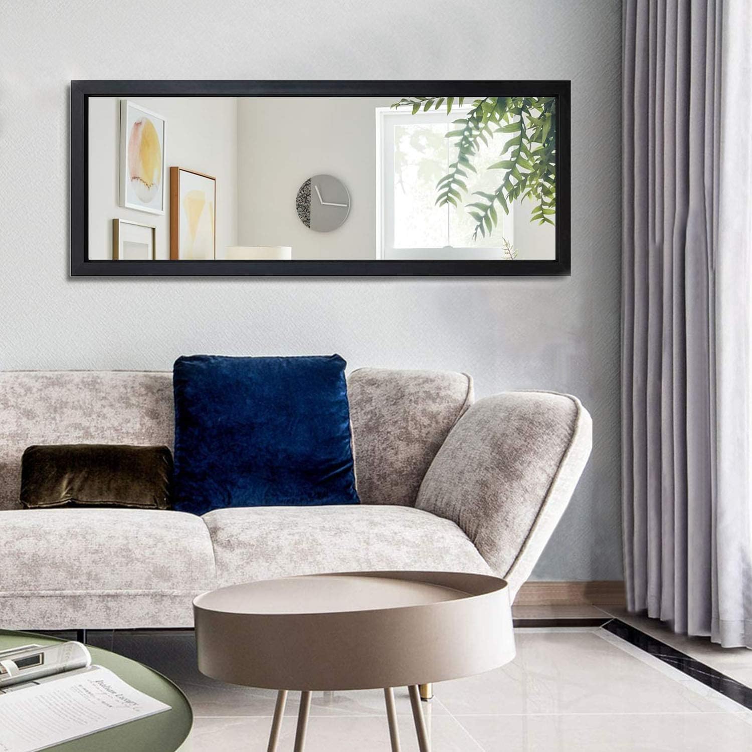 Seven Horses Full Size Rectangular Wall Mirror (Size 15 X 39 Inch) Brown, Unframed | Engineered Wood