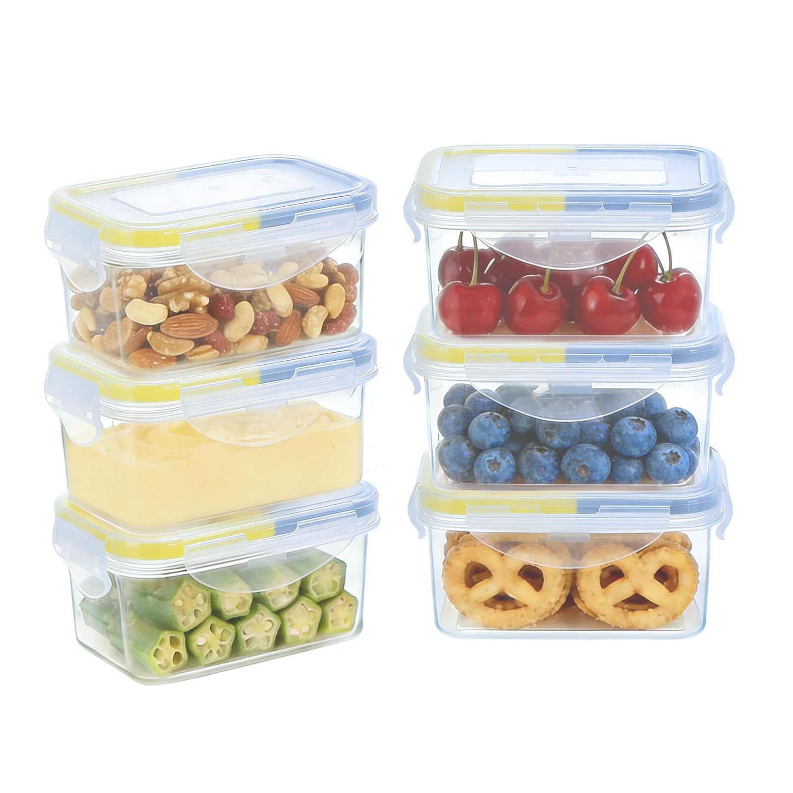 KIGI Small Plastic Food Storage Container for Snack, Lunch & Meal Prep, BPA-Free, Airtight lids, Rectangular Leak-Proof Mini Ben