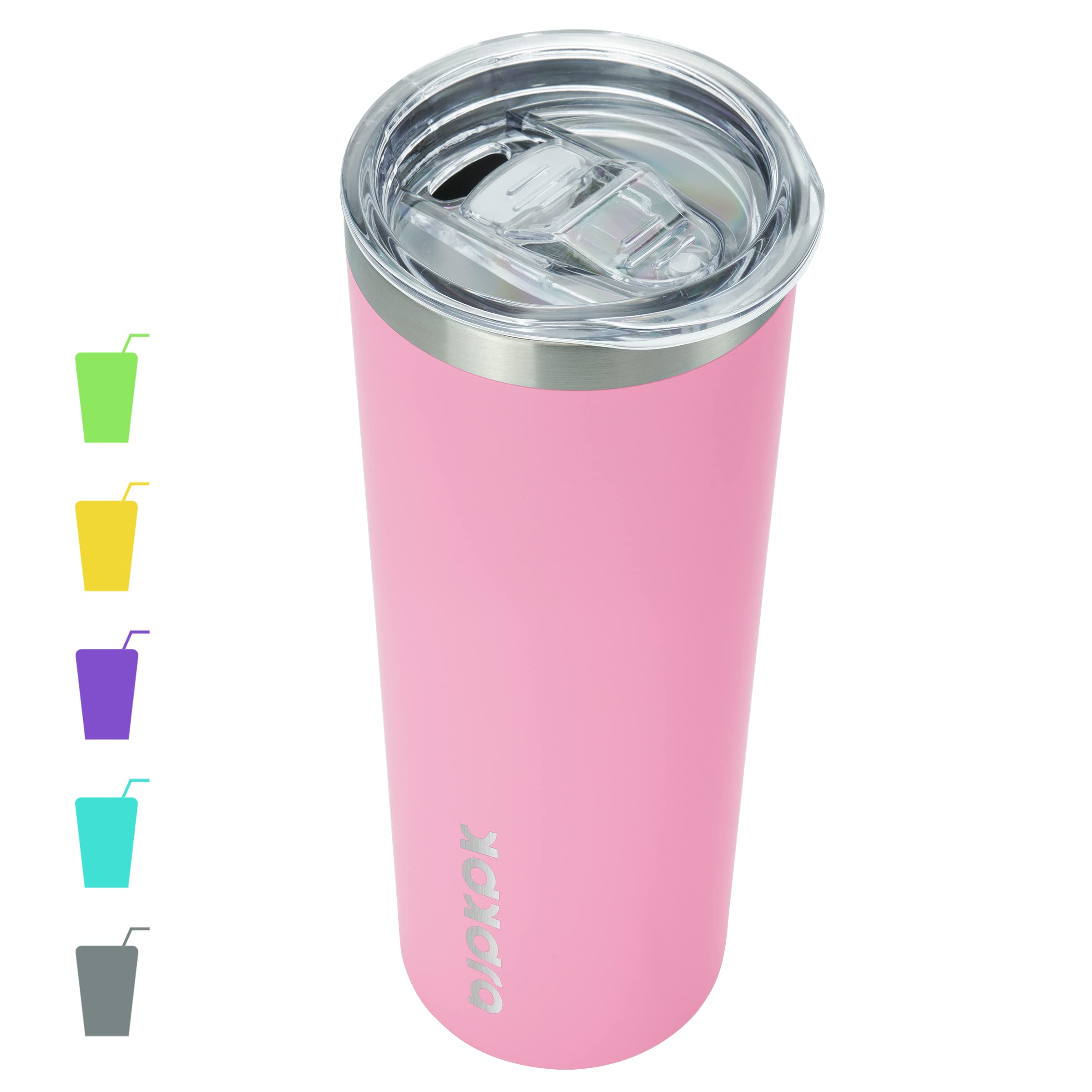 BJPKPK Skinny Insulated Tumbler, Stainless Steel Reusable Slim Insulated Travel Coffee Cup with Lid,Light Pink,20oz
