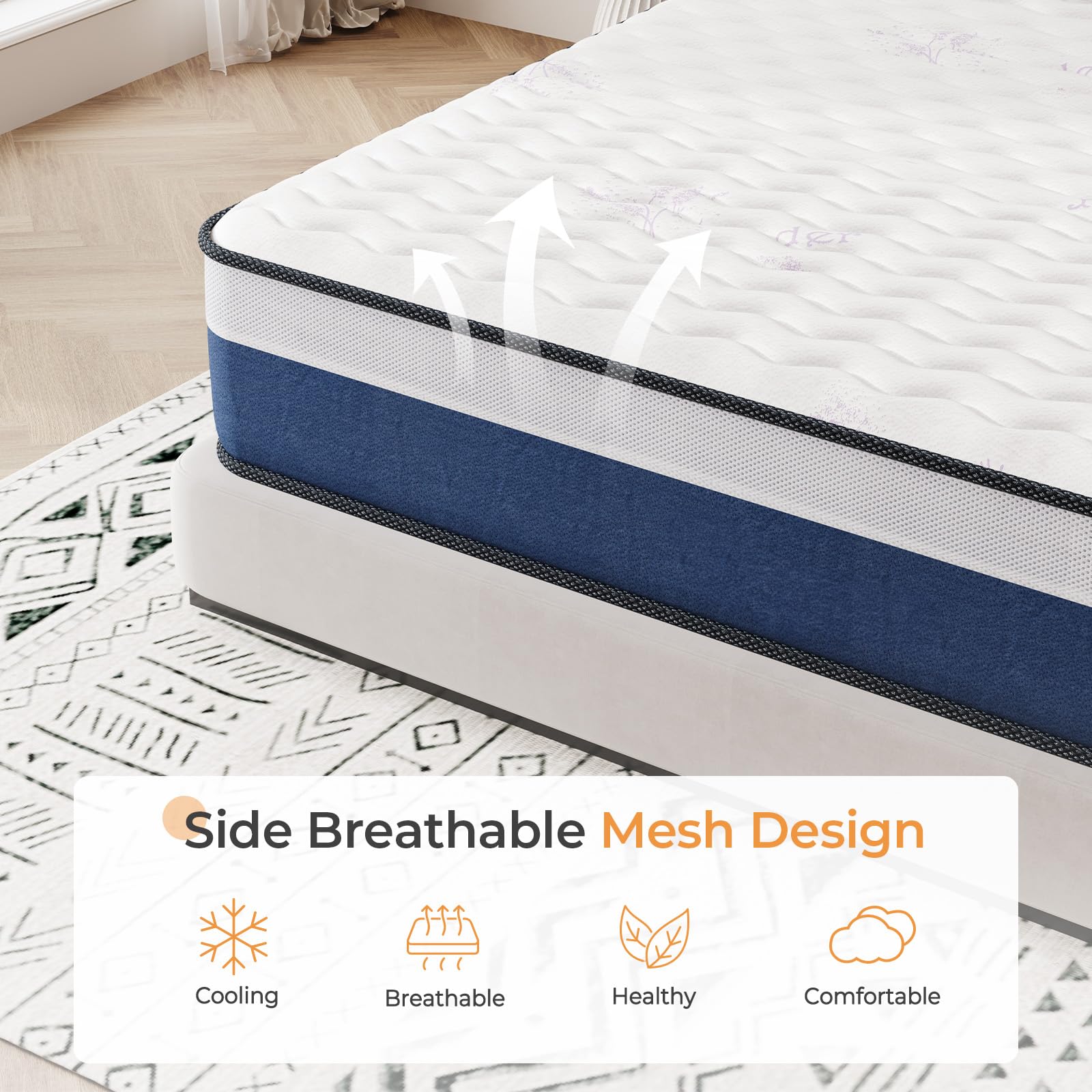 Vesgantti Full Mattress  12 Inch Innerspring Hybrid Full Size Mattress with Memory Foam and Individual Pocket Springs  Mattress in a Box  Medium Firm Feel