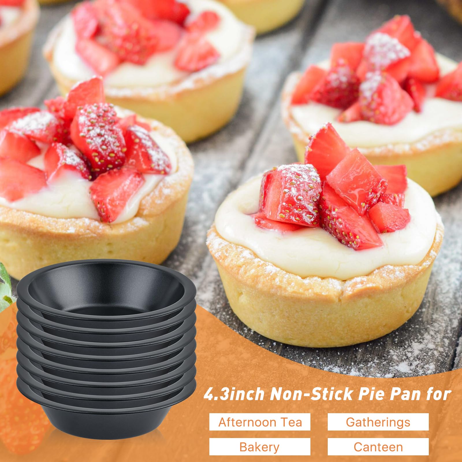 Aemygo 16 Pack Mini Pie Pans, 5 Inch Reusable Round Pie Tins Nonstick Pie Plate, Carbon Steel Mini Tart Pan, Small Cake Baking S
