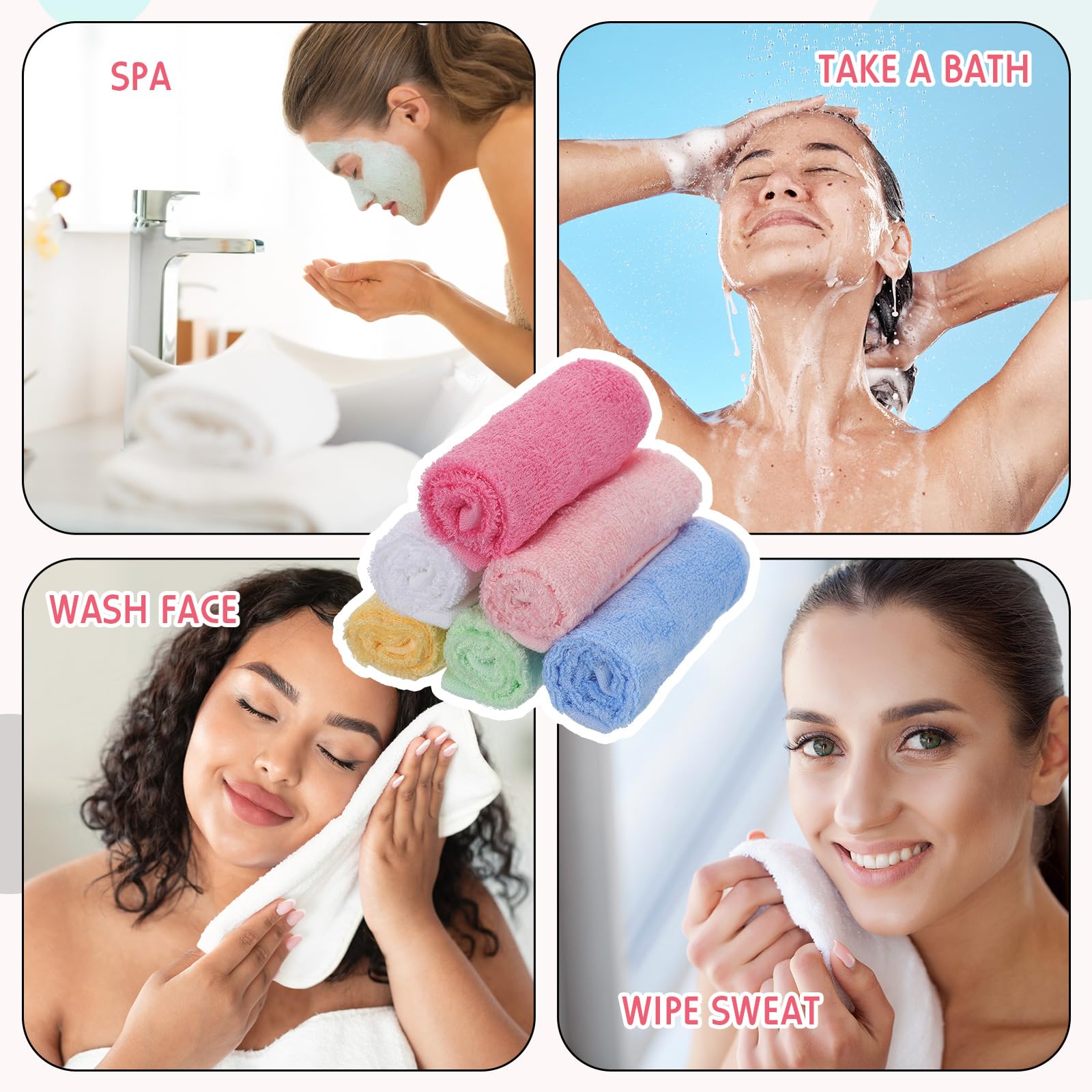 Newwiee 40 Pcs Wash Cloth Bulk Cotton Bath Hand Face Washcloths Soft Quick Drying Towel For Women Bathroom Washing Body Viscose