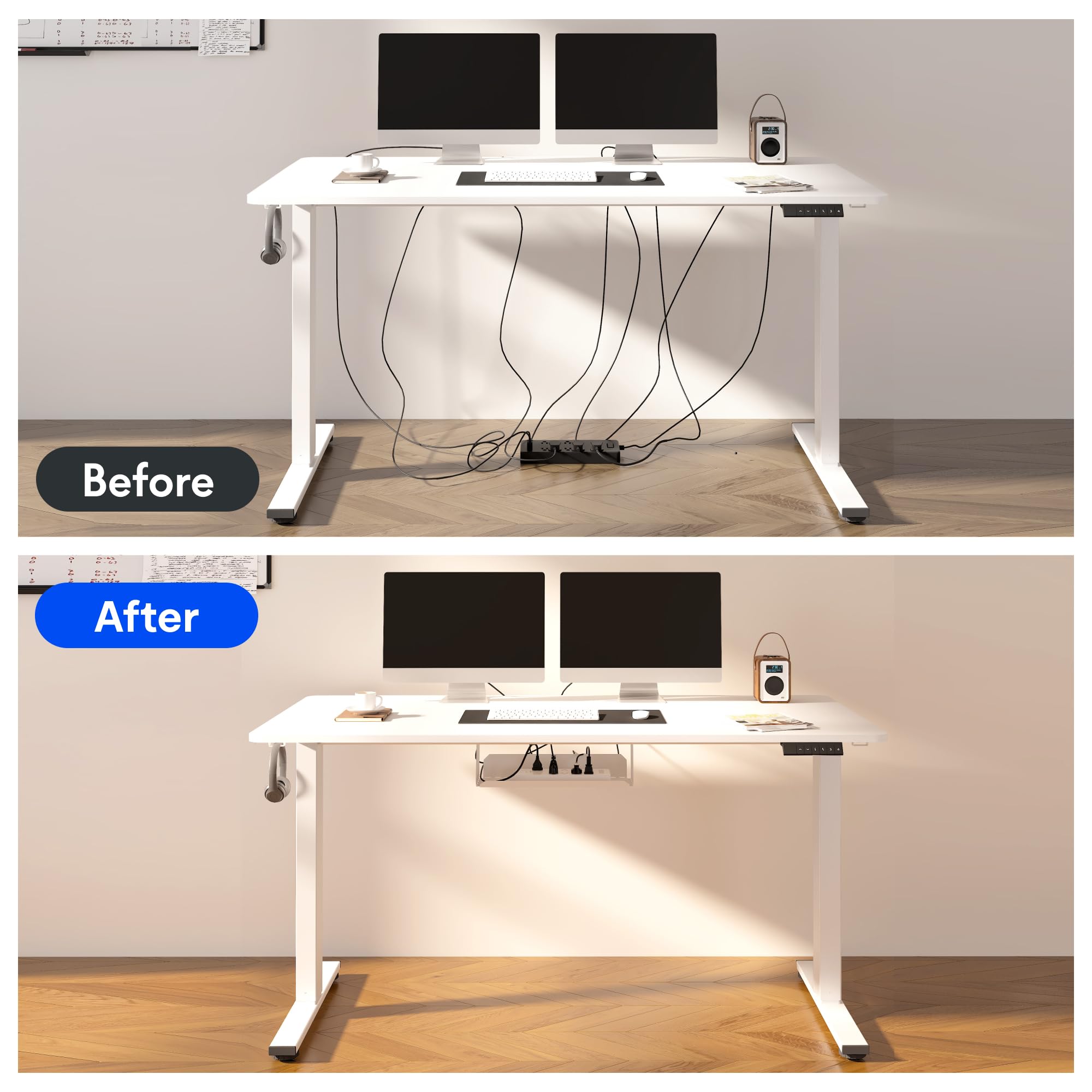Flexispot En1 Height Adjustable Standing Desk 60 X 24 Inch Whole-Piece Desktop Electric Stand Up Desk Ergonomic Memory Controlle