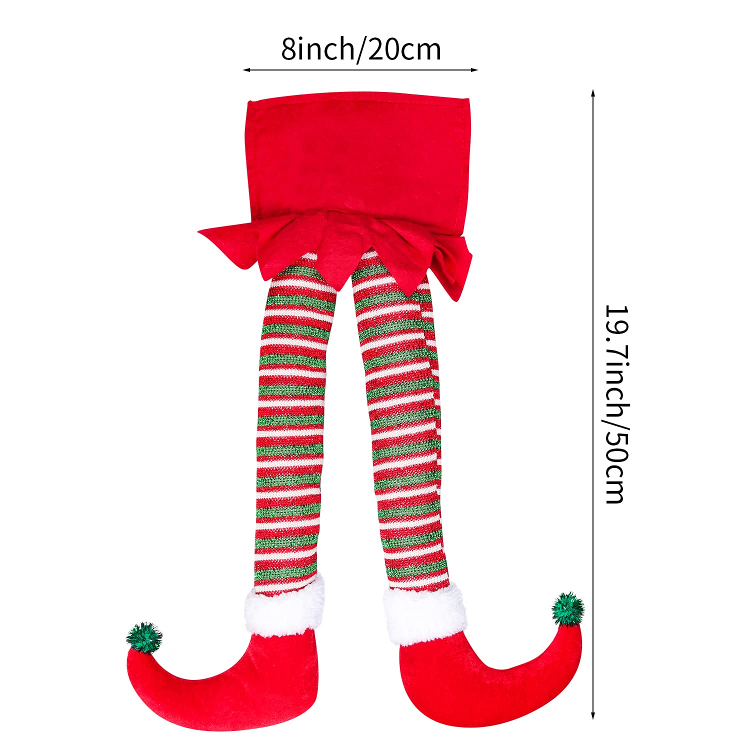 Hooqict 20'' Elf Legs for Christmas Decorations 2Pack Cotton Christmas Elf Stuffed Legs for Christmas Tree Holiday Wreaths Car D