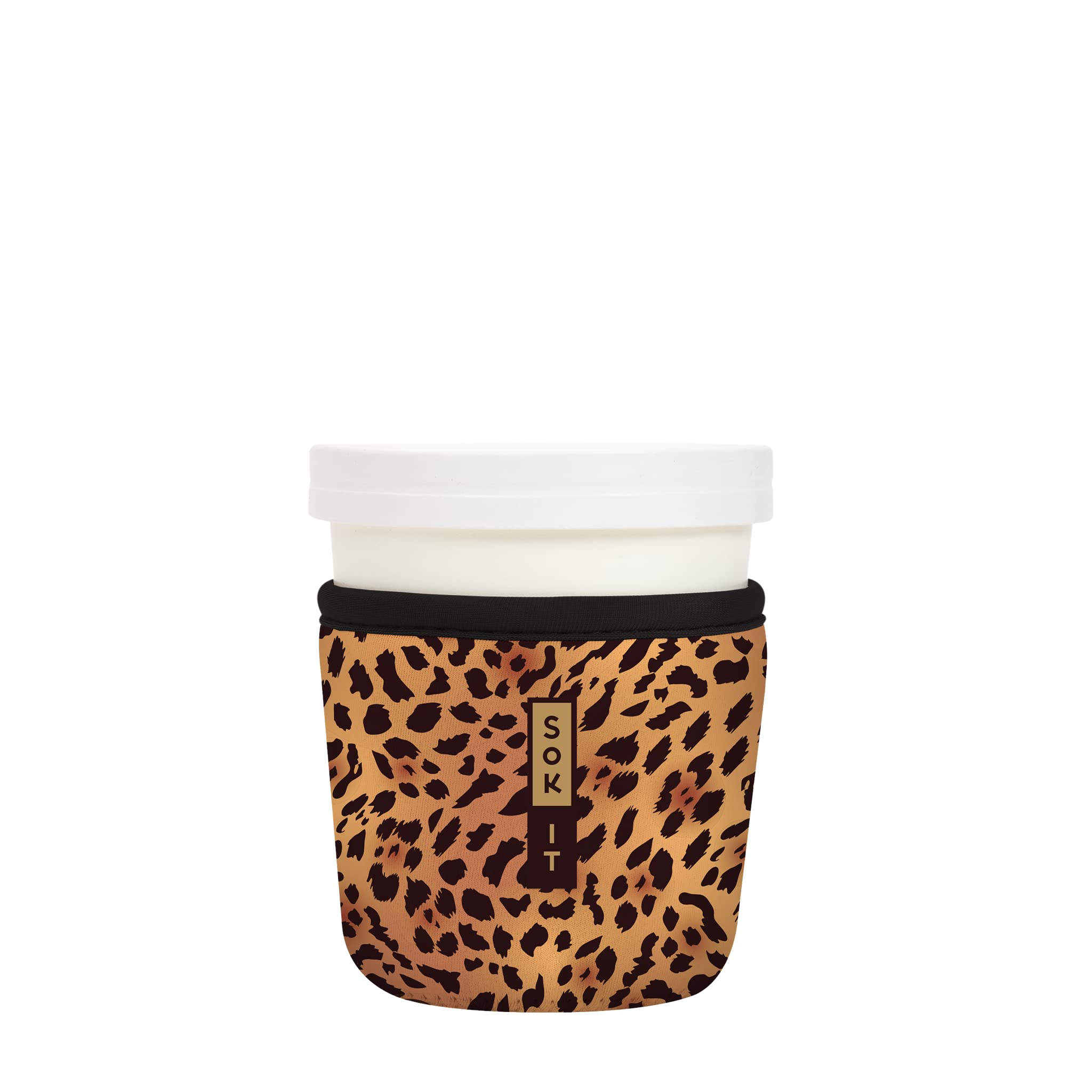 Sok It Ice Cream Sok Insulated Neoprene Cover (Classic Leopard, Fits Tapered Ice Cream Pints)