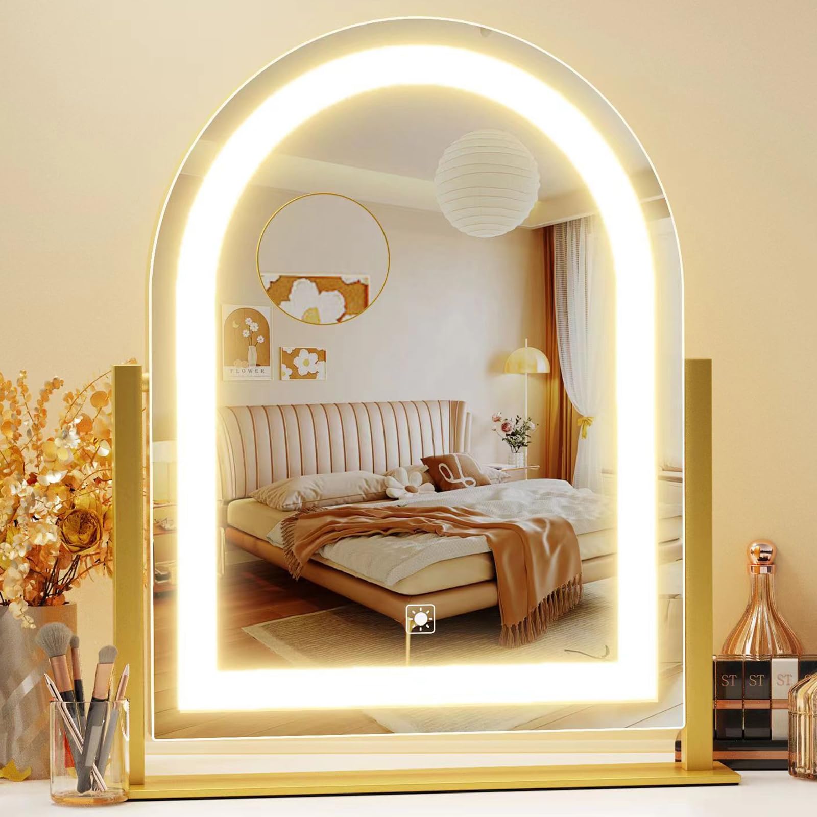 Gvnkvn Arched Makeup Vanity Mirror With Lights 17.2'' Large Led Lighted Mirror, Hollywood Make Up Mirror With Lighting, Smart To