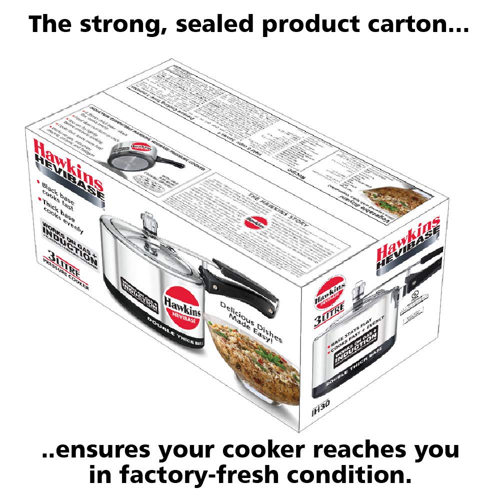 Hawkins Hevibase Induction Compatible Aluminium Inner Lid Pressure Cooker, 3 Litre, Silver (IH30)