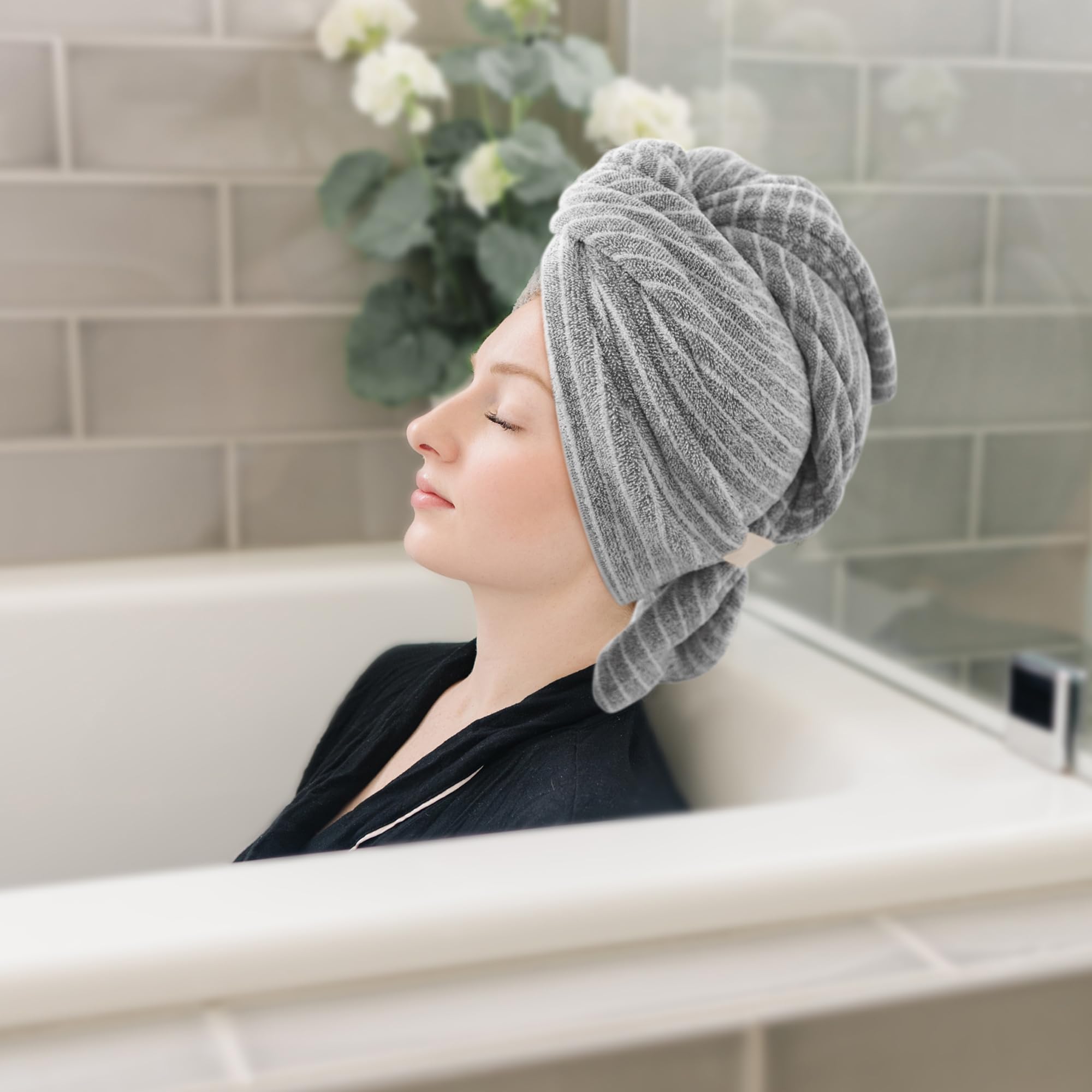 ROLSHOL 2 Packs Large Microfiber Hair Towels for Women, Hair Towel Wrap for Curly Hair Long & Short Hair- Anti-Frizz Hair Turban