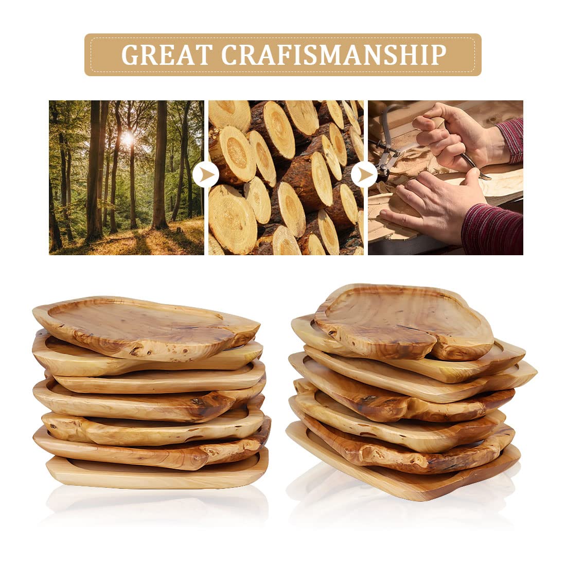 Deziwood Wooden Tray For Decor, Small Wood Serving Tray, Rustic Wood Decorative Tray, Farmhouse Candle Holder Decorative Tray Fo