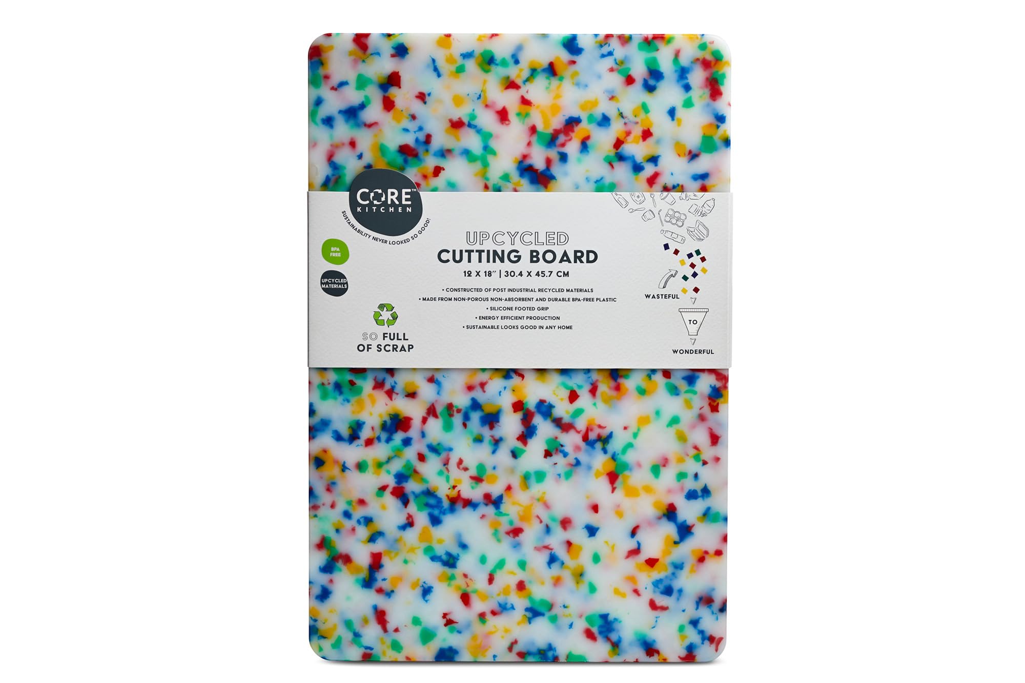 Recycled Plastic Cutting Board L with Non-Slip Footing - Confetti