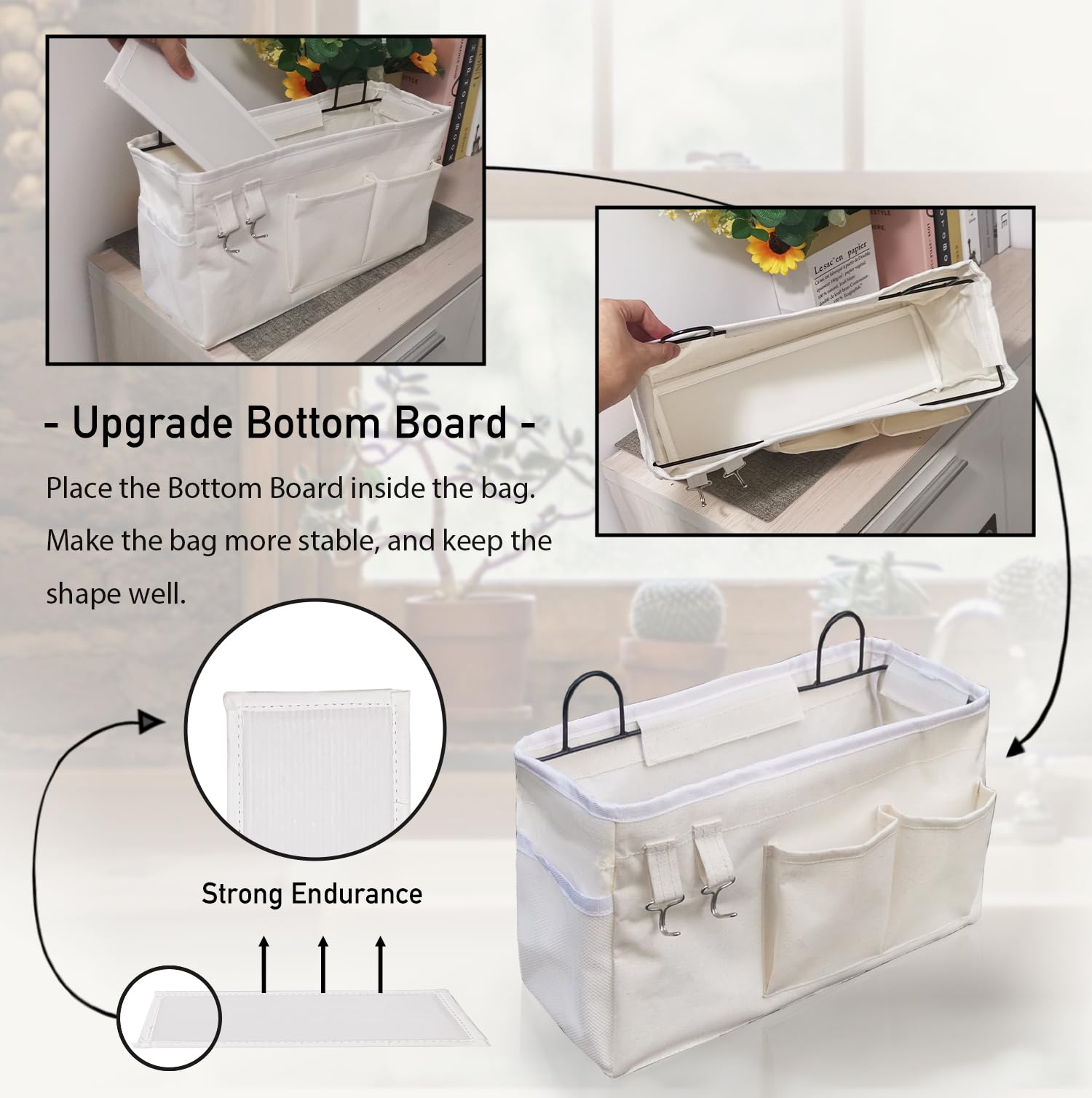 Kanrichu 2Pcs Large Wall Hanging Organizer Bag, Linen Fabric Door Hanging Storage Baskets With Pockets, Waterproof Bin For Kitch
