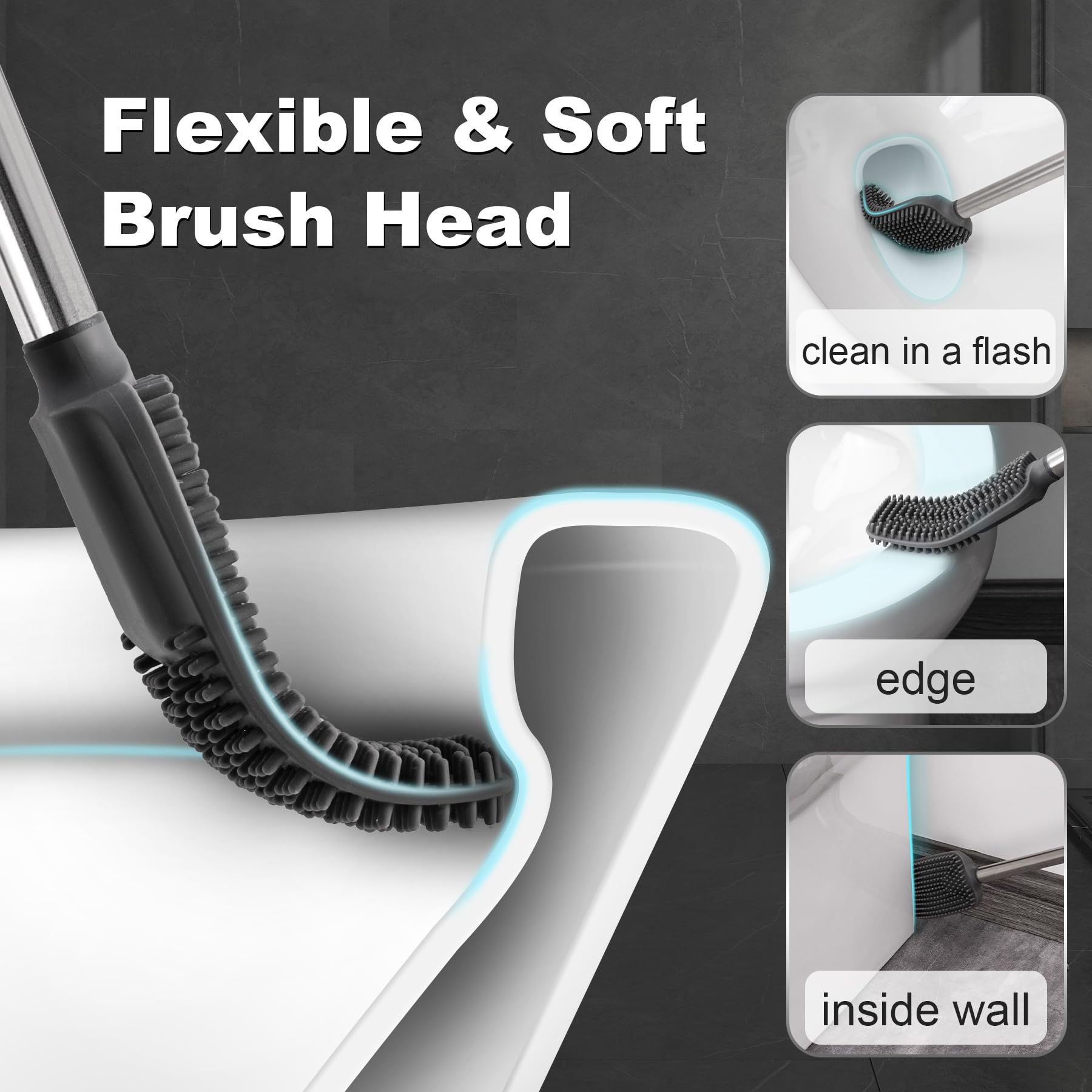 Bathroom Trash Can With Toilet Brush - 1.6 Gallon Slim Stainless Steel Garbage Can, Small Wastebasket For Bathroom, Office, Bedr