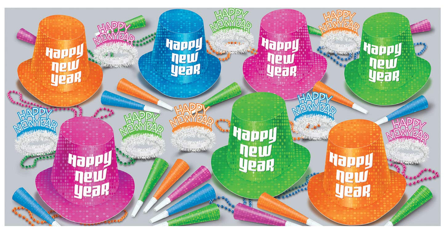 Beistle Rockin New Year Assortment For 50-Inch, Multicolor