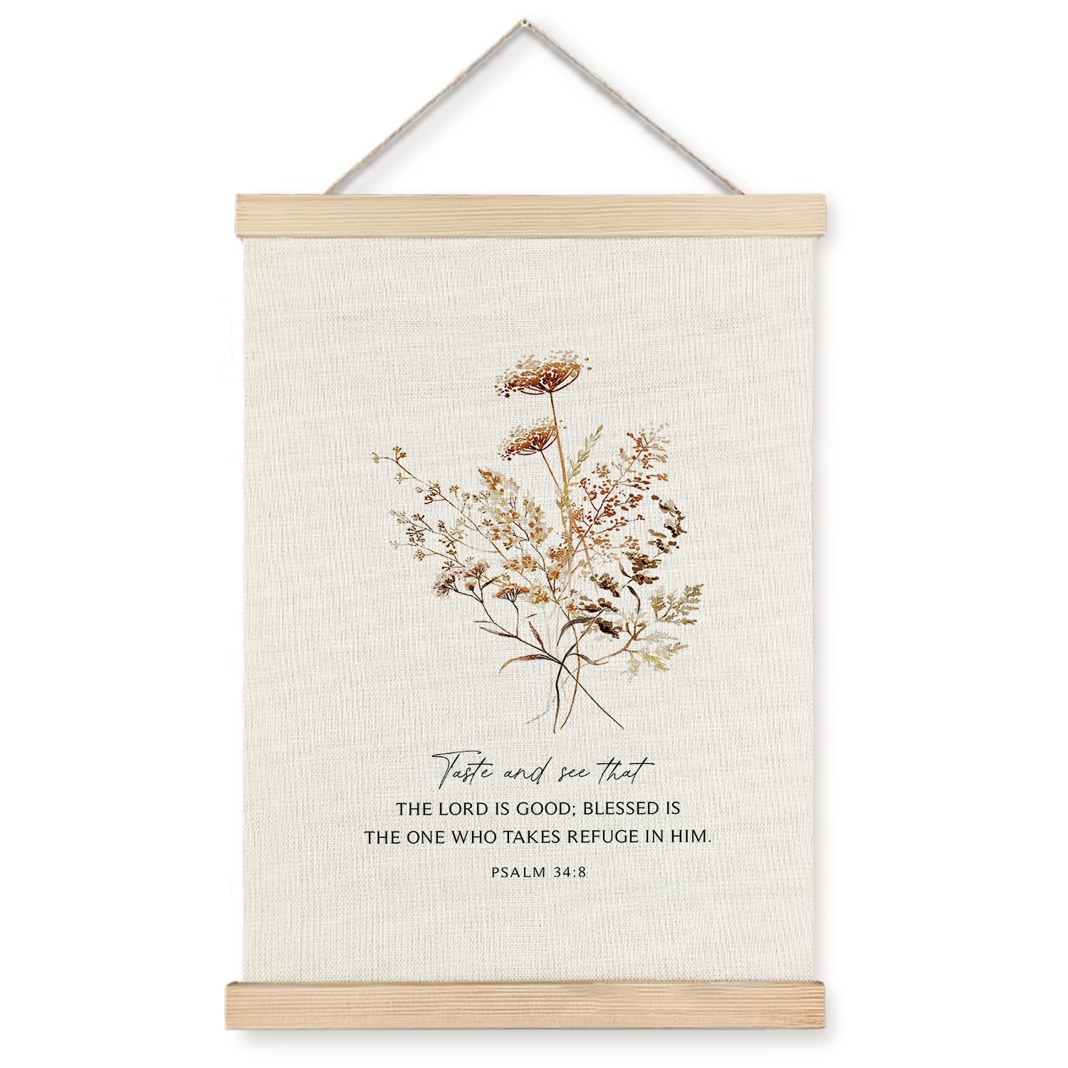 Supwhd Boho Floral Christian Wall Art With Wooden Poster Hanger, God Is Good Bible Verses Posters Wall Art Decor, Christian Wall