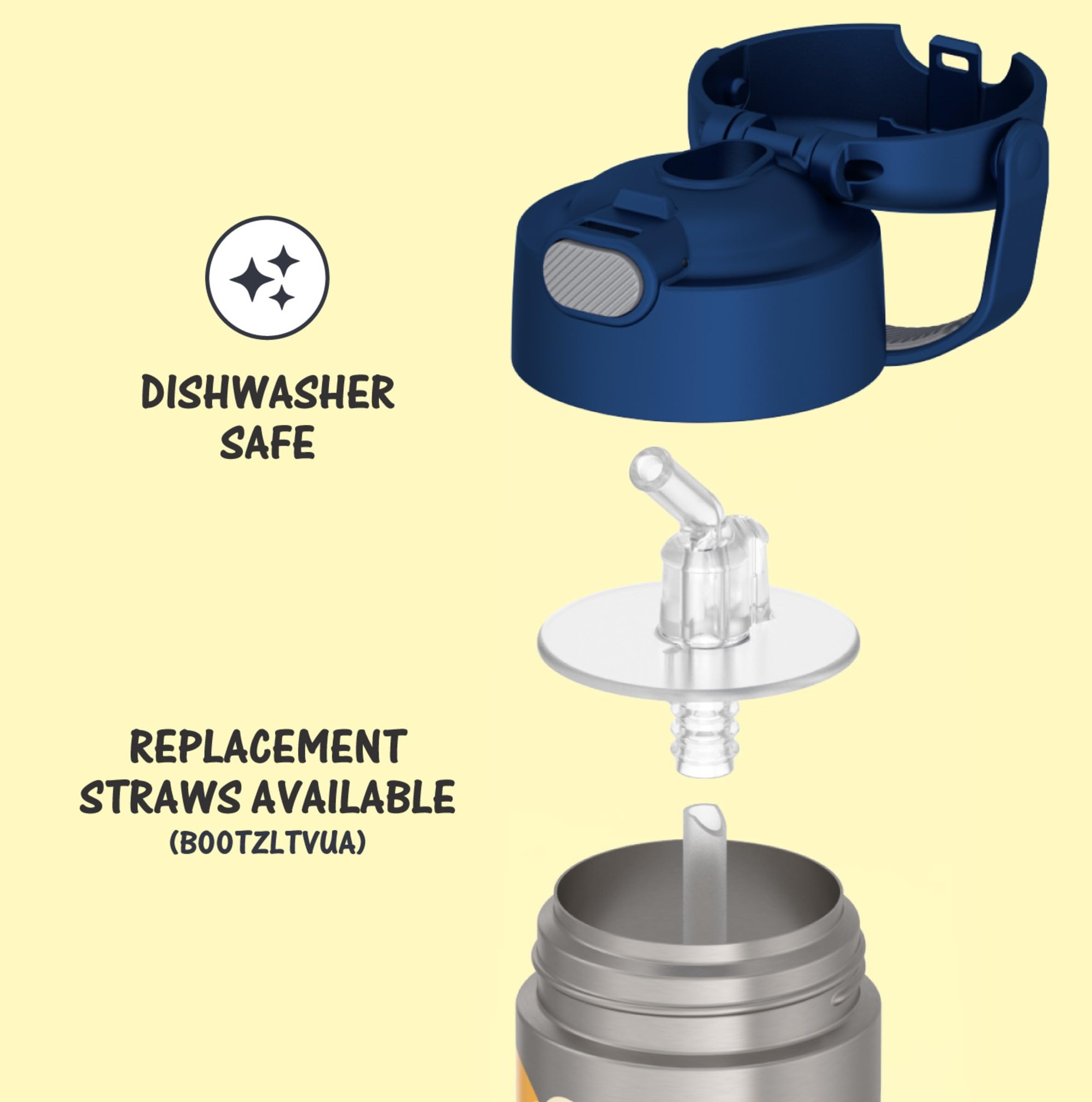 Thermos Funtainer Water Bottle With Straw - 12 Ounce, Cars - Kids Stainless Steel Vacuum Insulated Water Bottle With Lid