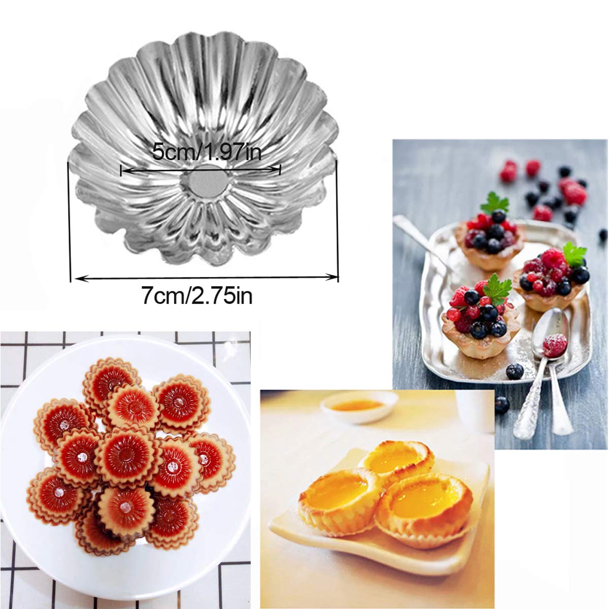 Bezall 20Pcs Egg Tart Molds, Mini Tart Pan Aluminium Pie Tins Cupcake Cake Baking Cups