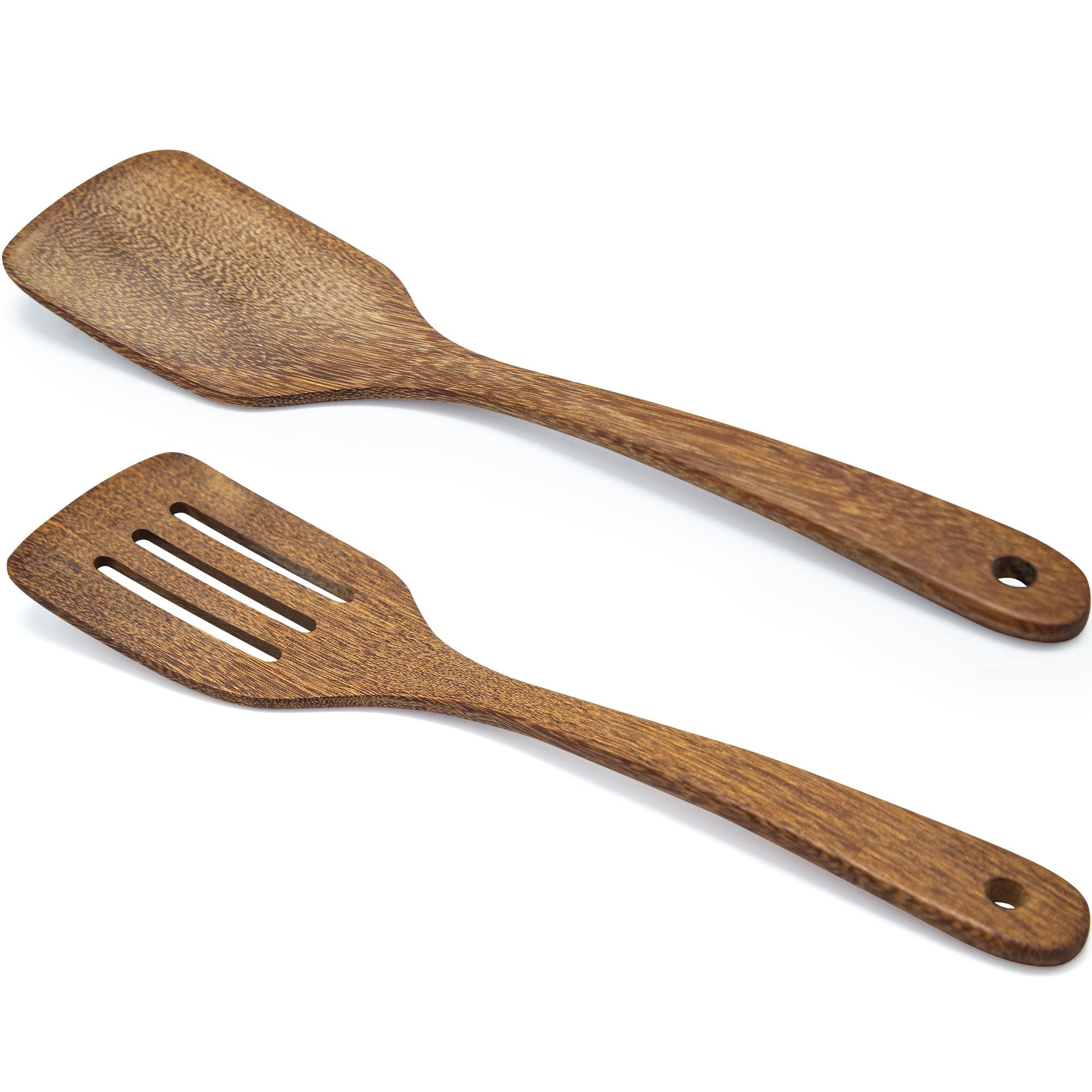 Wooden Spatula for Cooking 12 Inches Wood Spatula Slotted Turner Cooking Utensils for Nonstick Cookware  Kitchen Spatula for Fish  Eggs  Pancakes  2 Pack