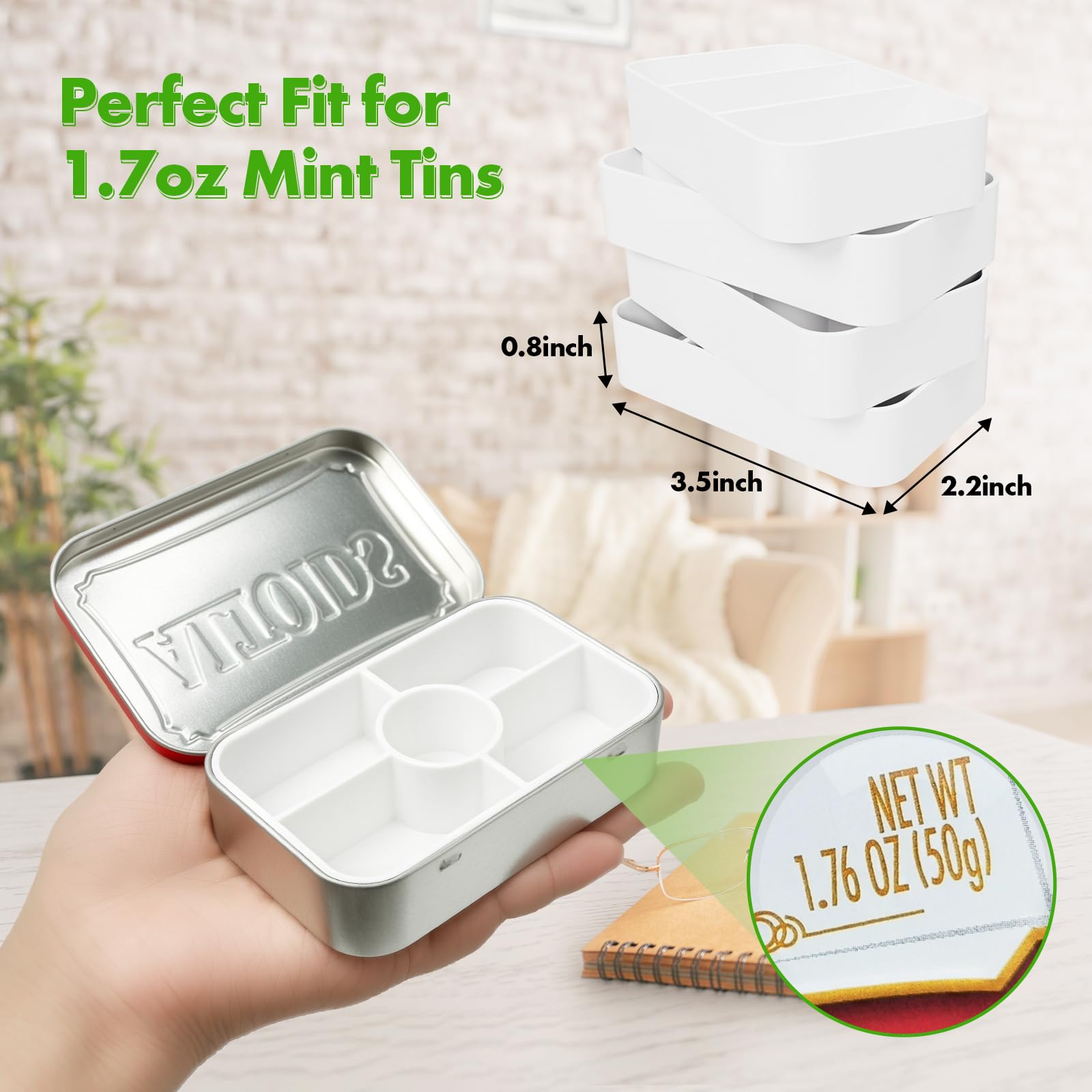 Wzporzst Hard Plastic Organizer Insert Compatible with Altoids 1.76oz Mint Tins, Sturdy Compartment Storage Box for Personal Sto