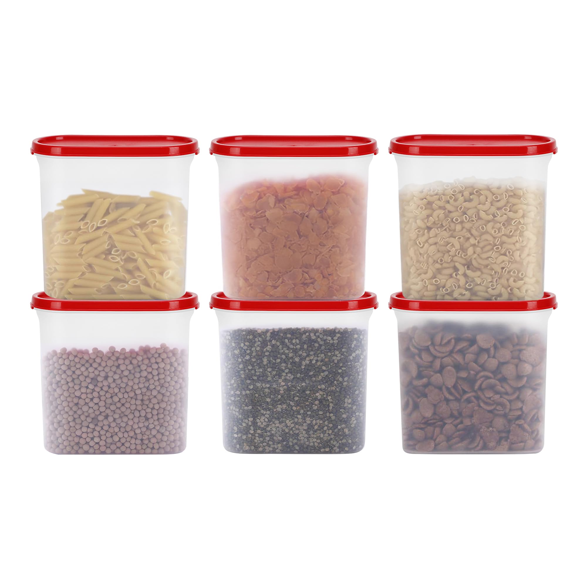 Cutting Edge 1800Ml Modular Storage Container Red Plain Lid (Set Of 6)