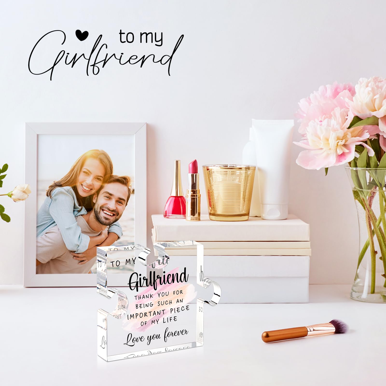 Gifts for Girlfriend from Boyfriend -Girlfriend Puzzle Piece Gift Unique Girlfriend Birthday Gifts for gf Valentines Mothers Day