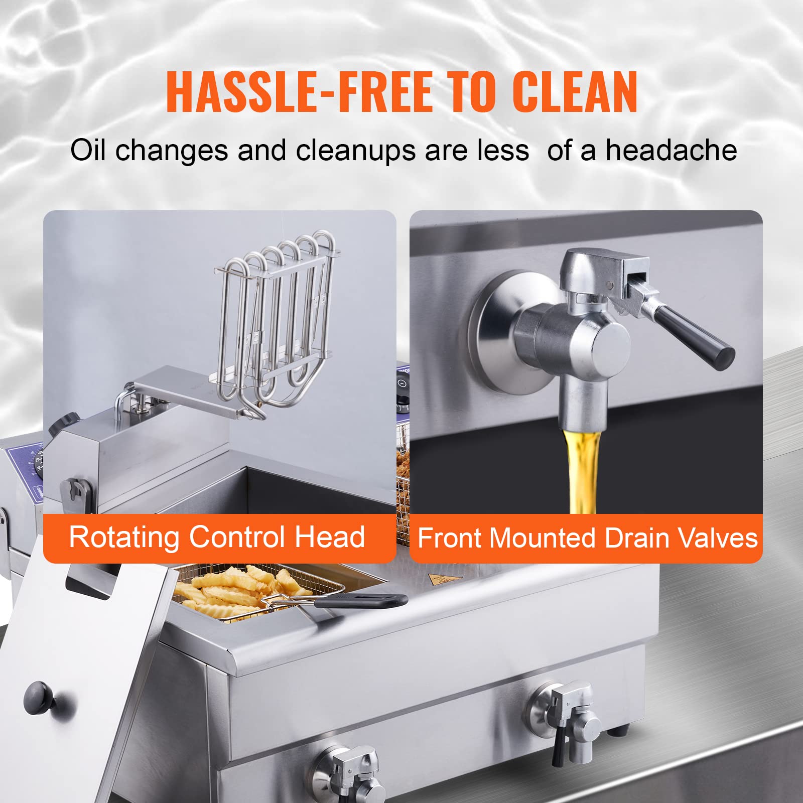 Vevor Commercial Electric Deep Fryer, 24L 3000W W/Dual Removable Basket, Stainless Steel Electric Countertop Fryer W/Time Contro