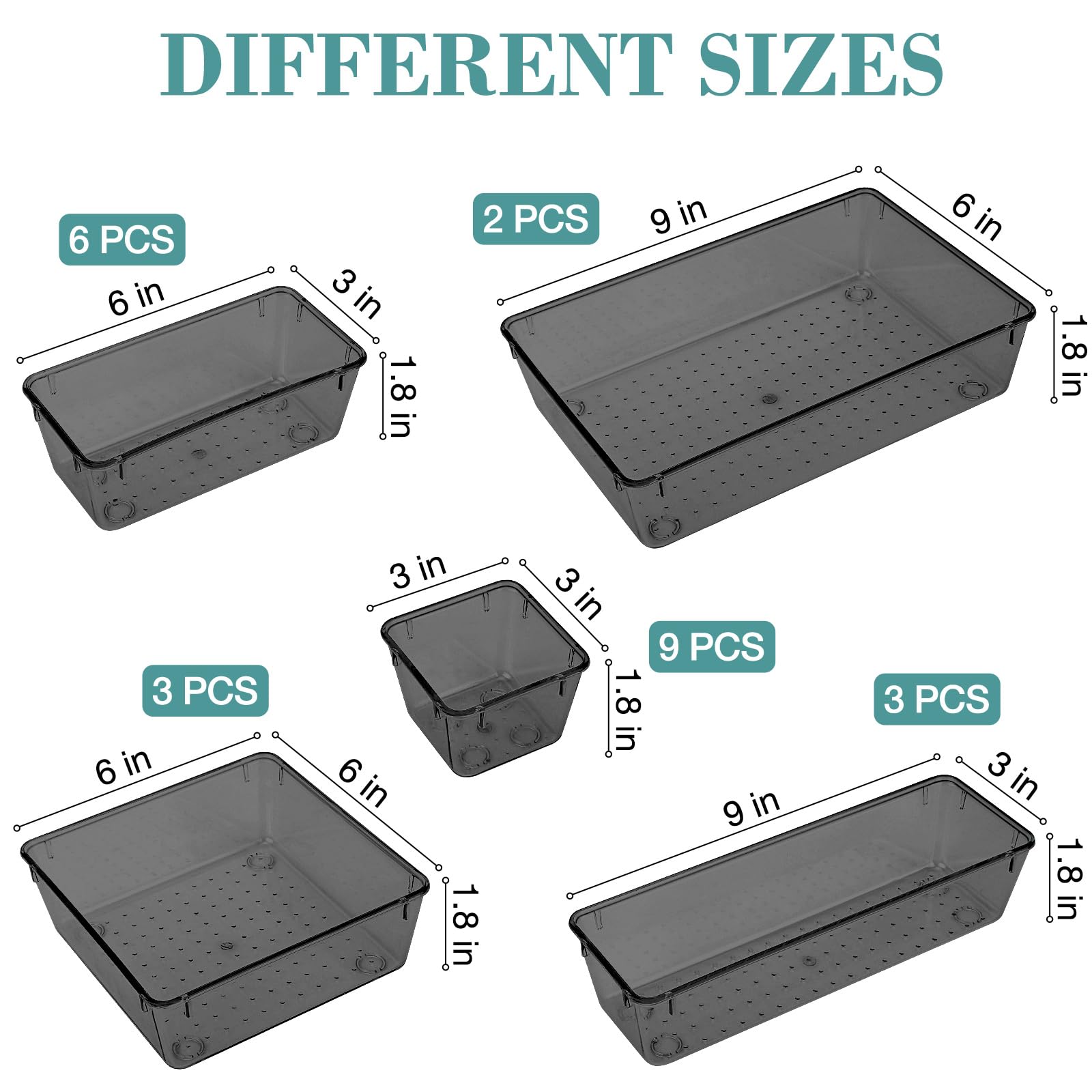 StorMiracle 23 PCS Drawer Organizer Set, 5 Varied Size Bathroom and kitchen Drawer cabinet organizer Trays, Clear Storage Bins f