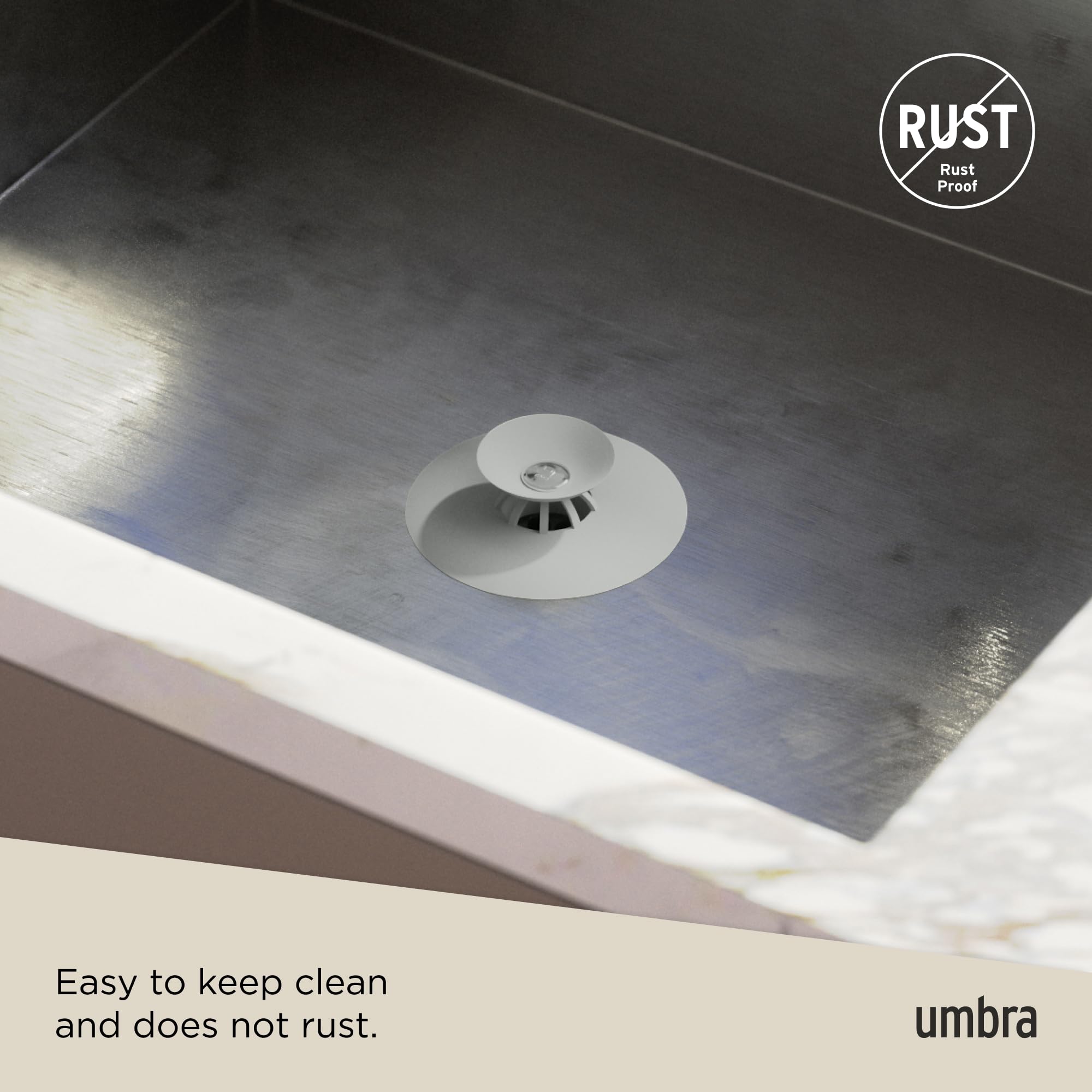 Umbra Flex Drain Stop Hair Catcher, 9.5 cm, Gray, Model 023464-918