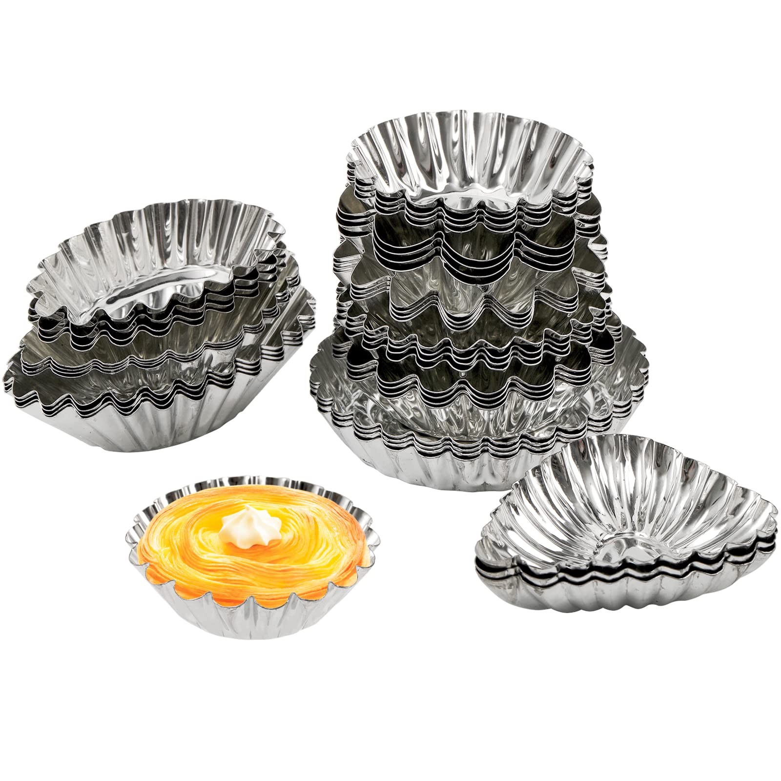 Dicunoy Set Of 36 Egg Tart Molds For Baking, Mini Tartlet Tins, Ensaymada Molder Filipino, Resuable Brioche Mold, Cupcake Cookie