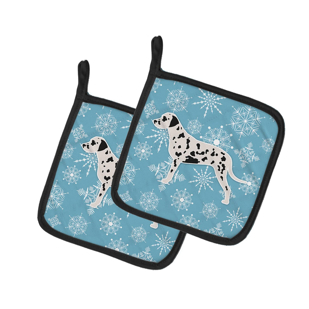 Caroline'S Treasures Bb3483Pthd Winter Snowflake Dalmatian Pair Of Pot Holders Kitchen Heat Resistant Pot Holders Sets Oven Hot