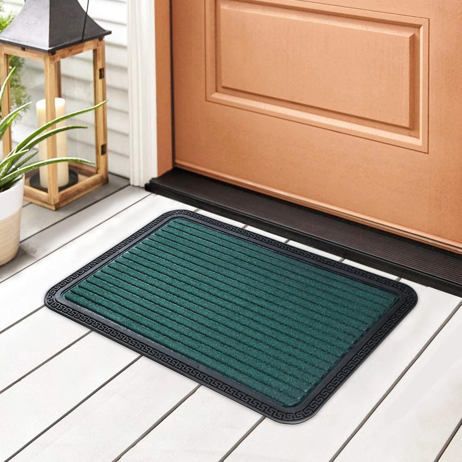 Hokipo 40X60Cm Polypropylene Rectangular Outdoor Mat For Entrance, Welcome Mat, Green (In521)