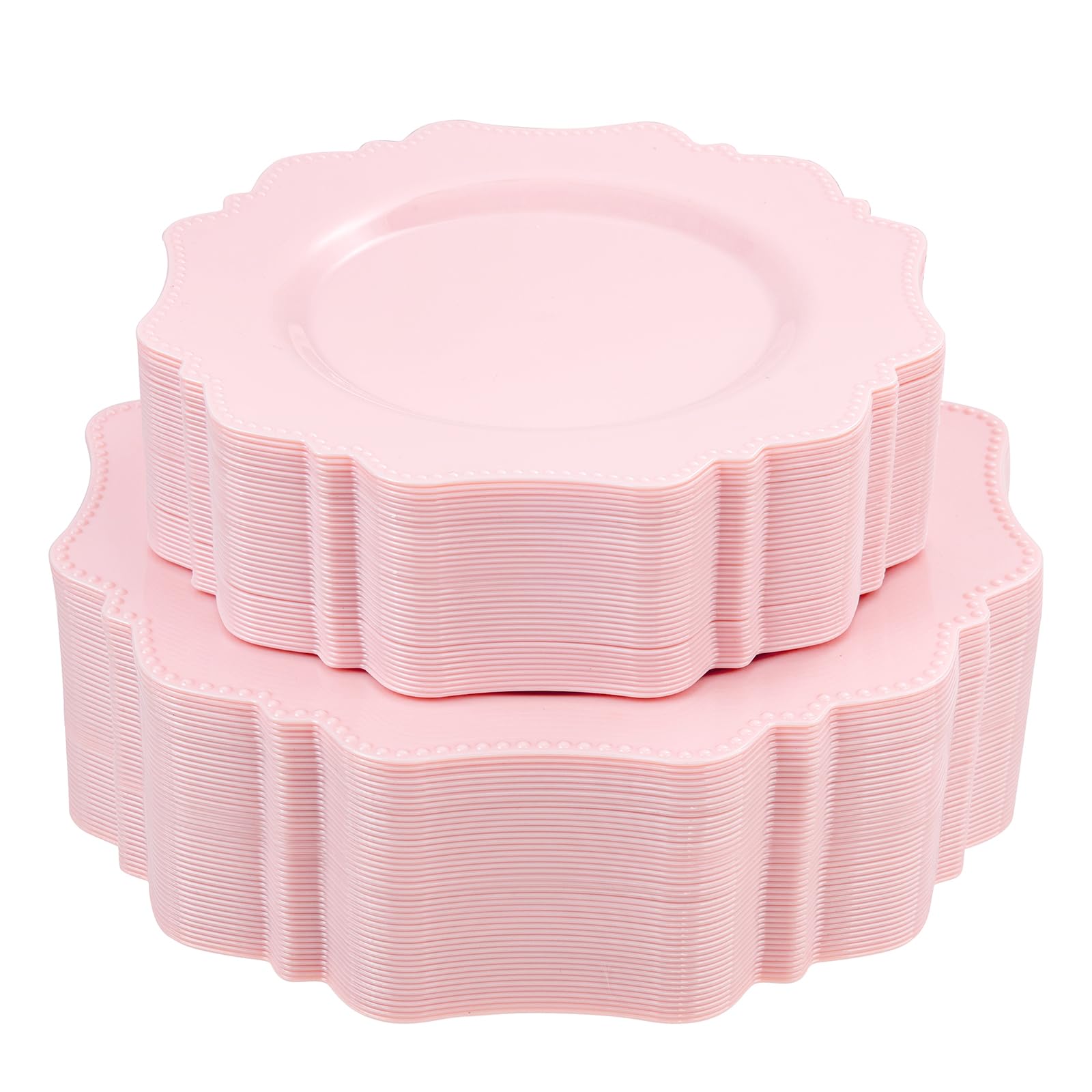 Colosus Disposable Pink Party Plastic Plates Set, 60 Pack (30 Guest) Dinner & Salad/Dessert Plate For Spring Wedding Birthday Va