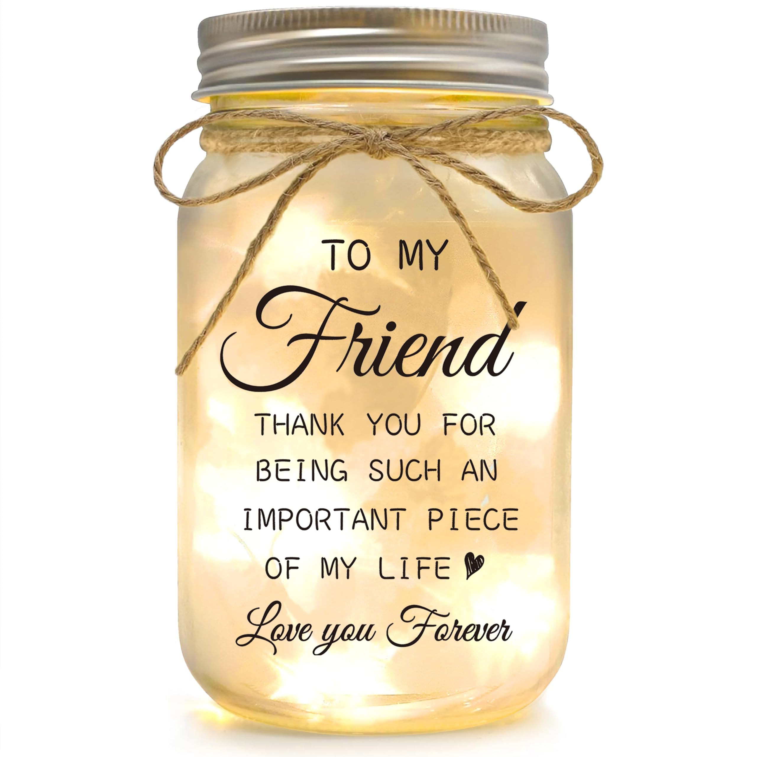 YOISTREVISK Friendship Gifts for Women, Mason Jar Night Lights for Friend, Gifts for Friends Best Friend Birthday Gifts, Thankgi