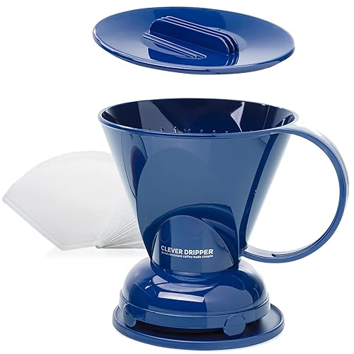 Clever Coffee Dripper and Filters  Large 18 oz (Royal Blue)| Barista's Choice| Safe BPA Free Plastic|Includes 100 Filters