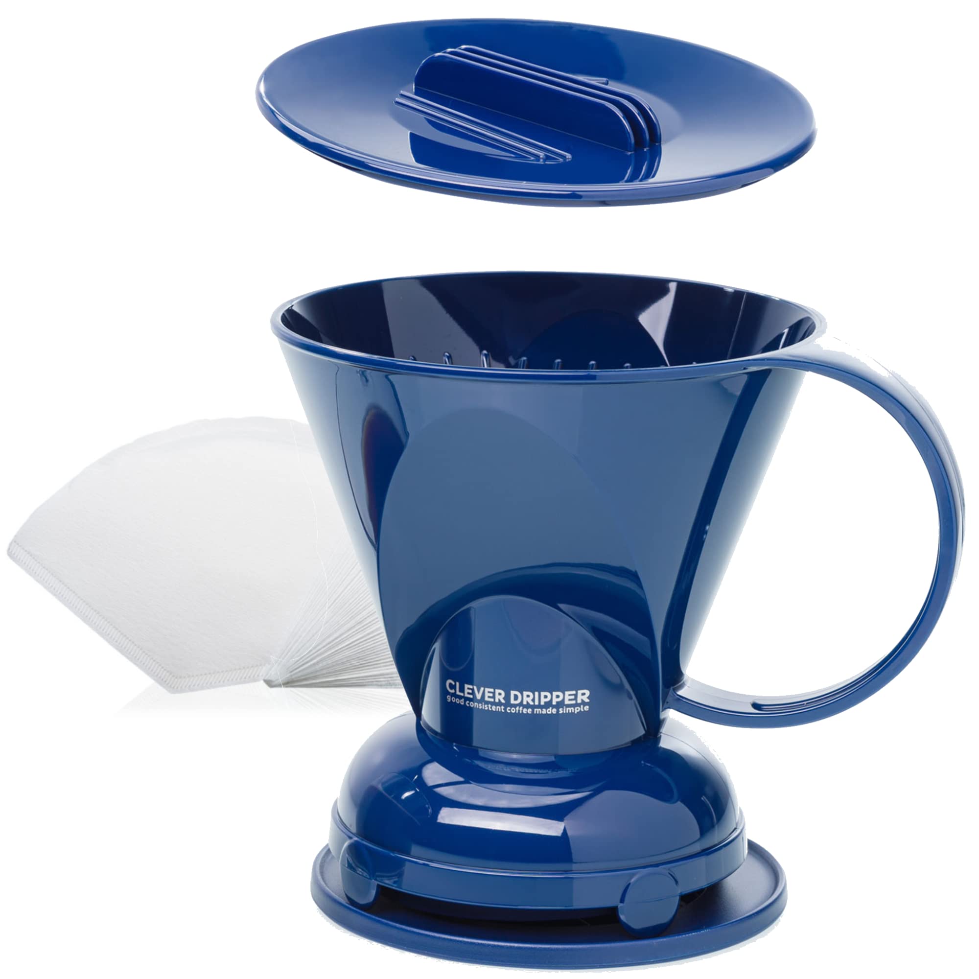 Clever Coffee Dripper And Filters, Large 18 Oz (Royal Blue)| Barista'S Choice| Safe Bpa Free Plastic|Includes 100 Filters
