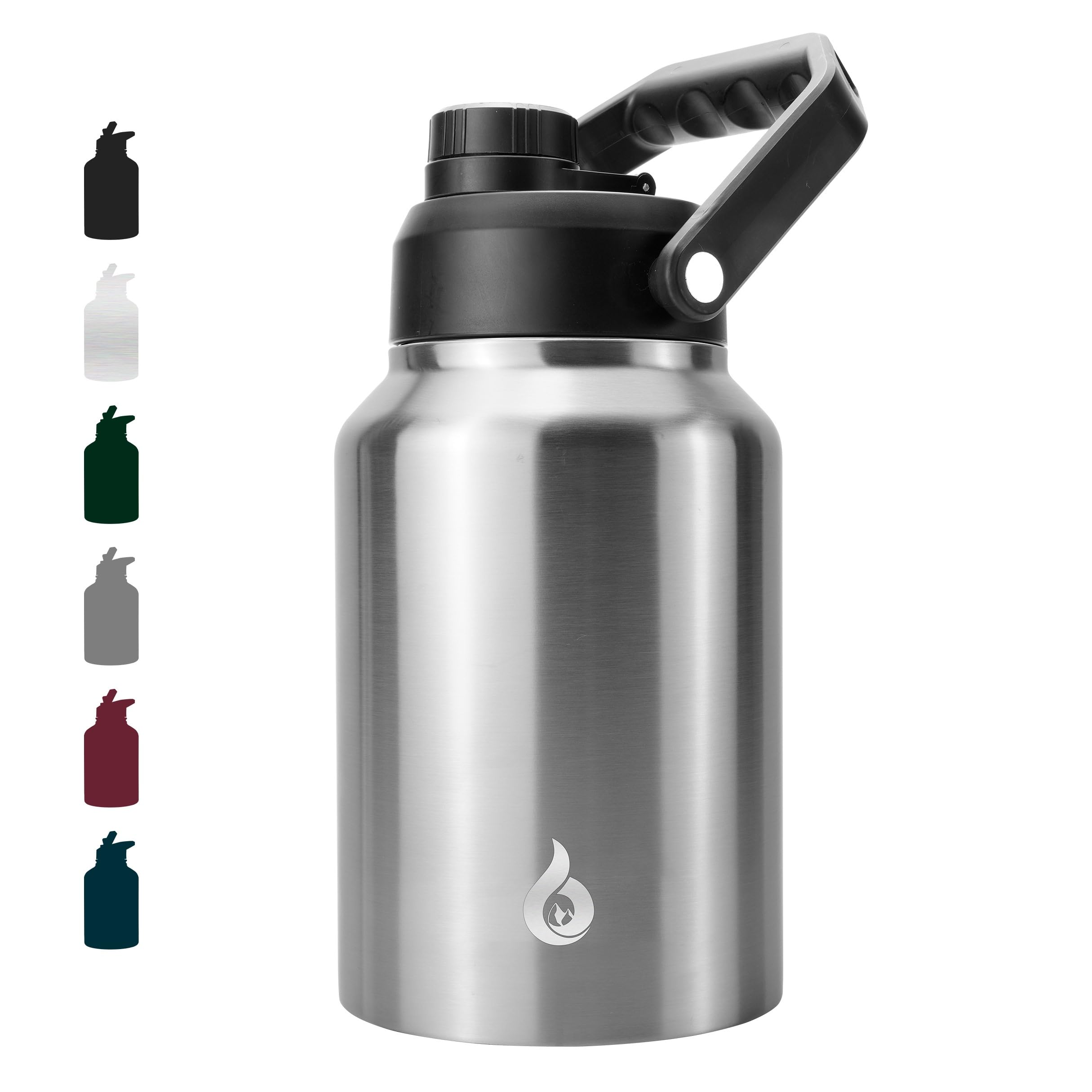 Bjpkpk 64 Oz Insulated Water Bottle, Dishwasher Safe Half Gallon Water Bottle With Ergonomic Handle, Bpa Free Leak Proof Water J